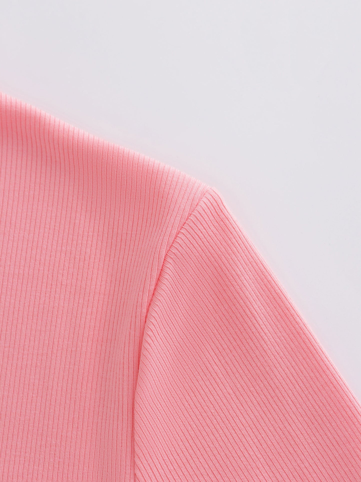 High V Ribbed Tee LS-True Pink-3