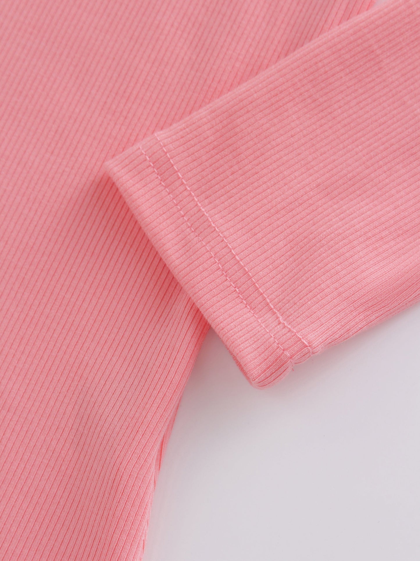 High V Ribbed Tee LS-True Pink-4