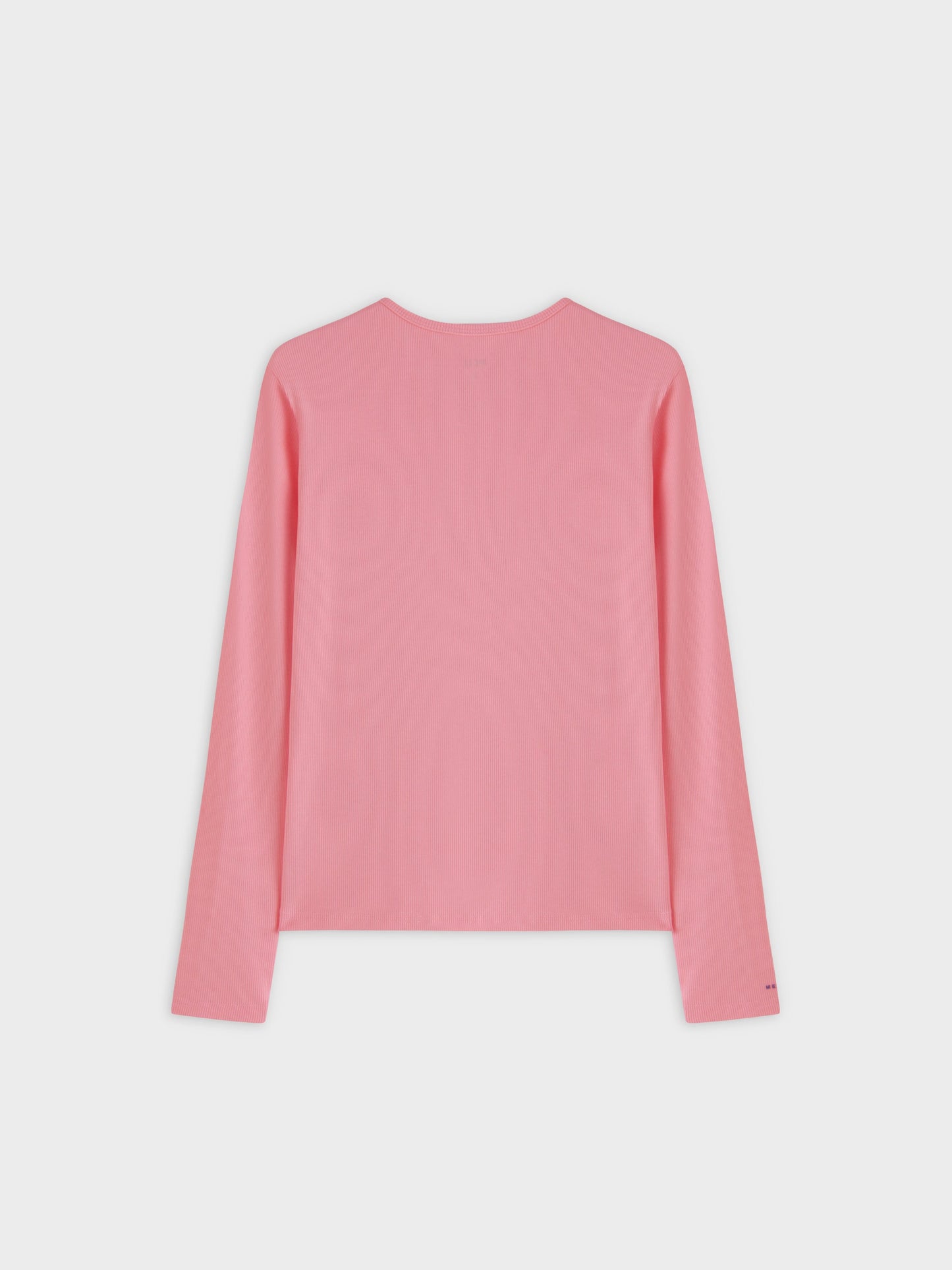 High V Ribbed Tee LS-True Pink-1