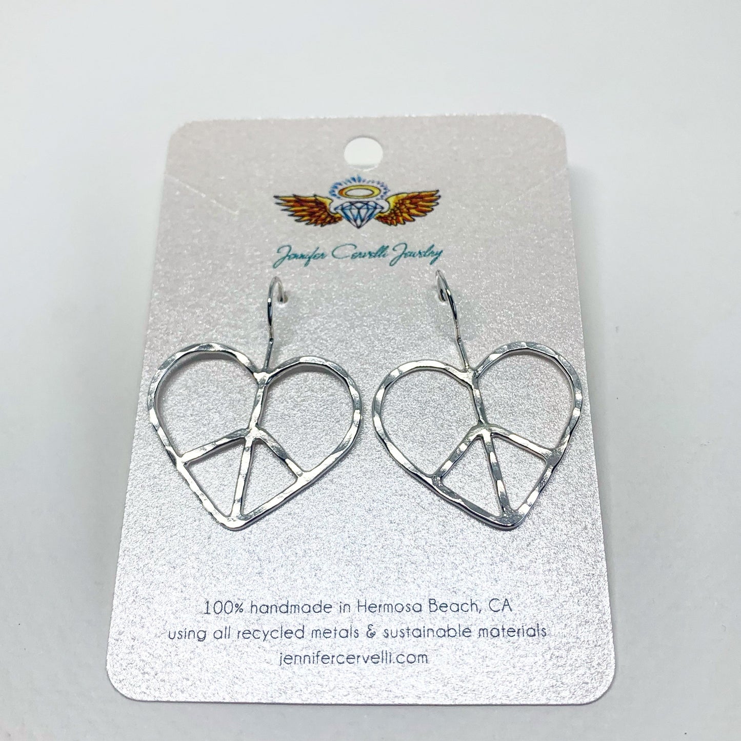 Heart Shaped Peace Sign Earrings-1