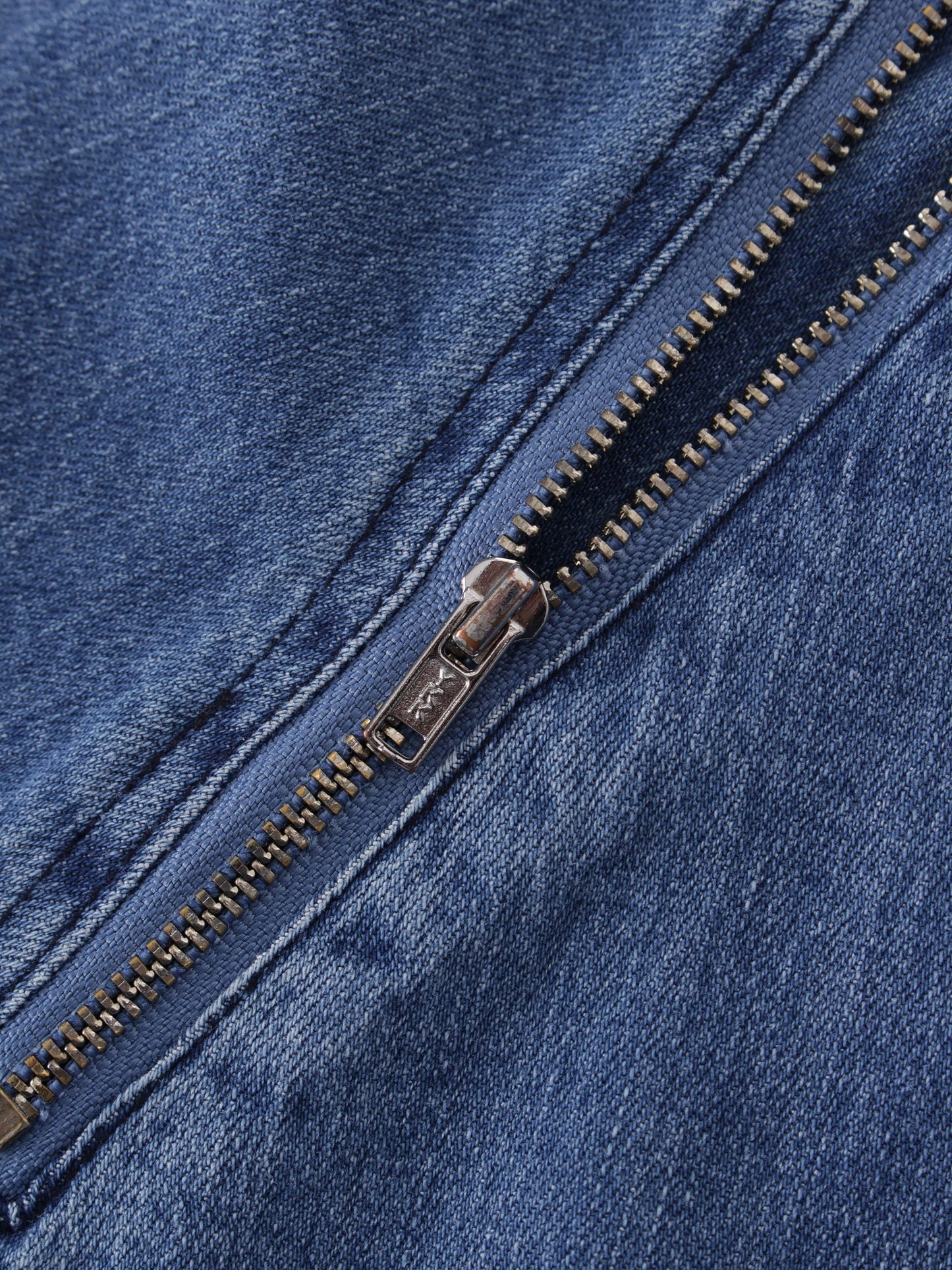 Washed Fringe Denim Skirt-Denim Blue-3