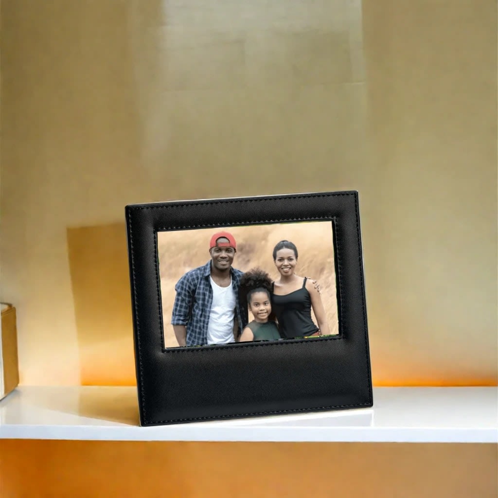 Black Leather Frame Holds 4" X 6" Photo-1