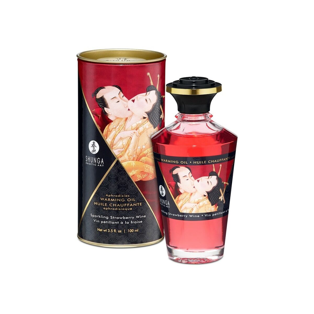 Erotic Massage Oil Shunga SHU127-SPARKLING STRAWBERRY WINE 100 ml Strawberry-3