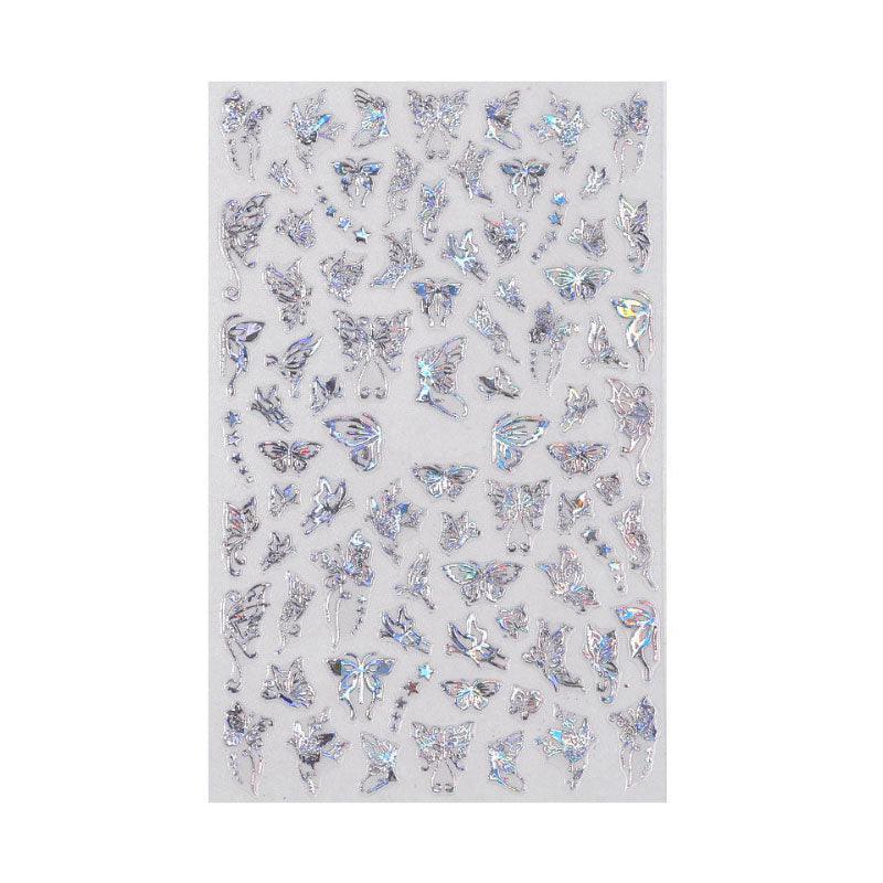 3D Nail Butterfly Design Sticker Decor Decal Holographic Laser Nail Art Sticker-12