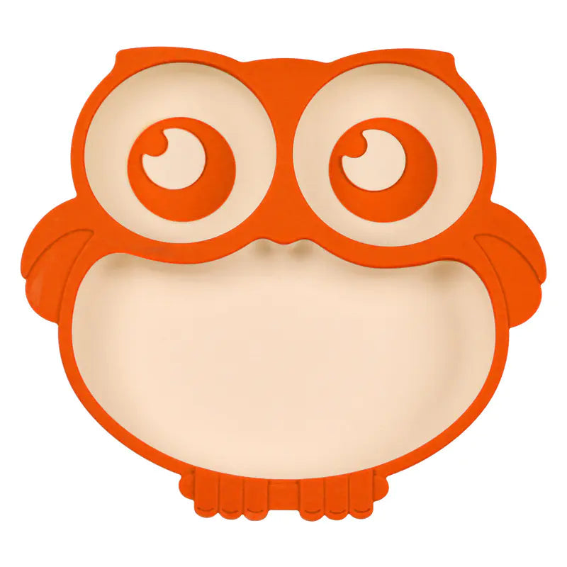 Silicone Baby Tableware Set with Suction Bowl and Owl