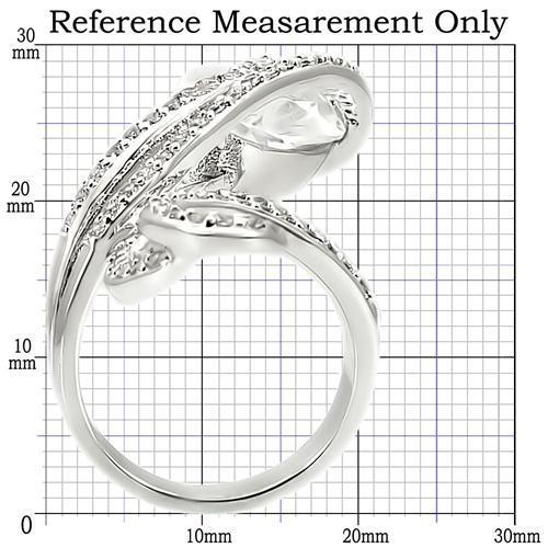 0W253 - Rhodium Brass Ring with AAA Grade CZ in Clear-1