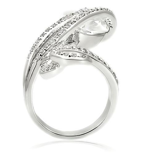0W253 - Rhodium Brass Ring with AAA Grade CZ in Clear-2
