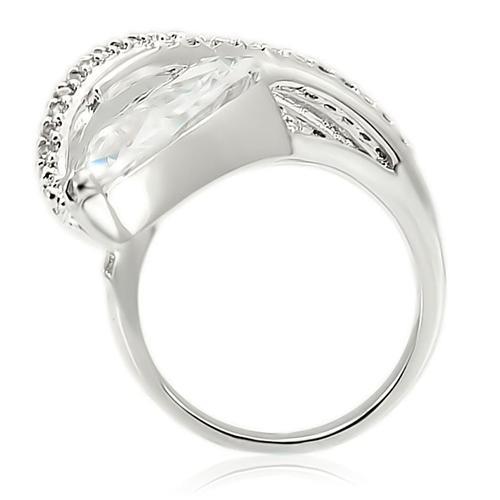 0W253 - Rhodium Brass Ring with AAA Grade CZ in Clear-3