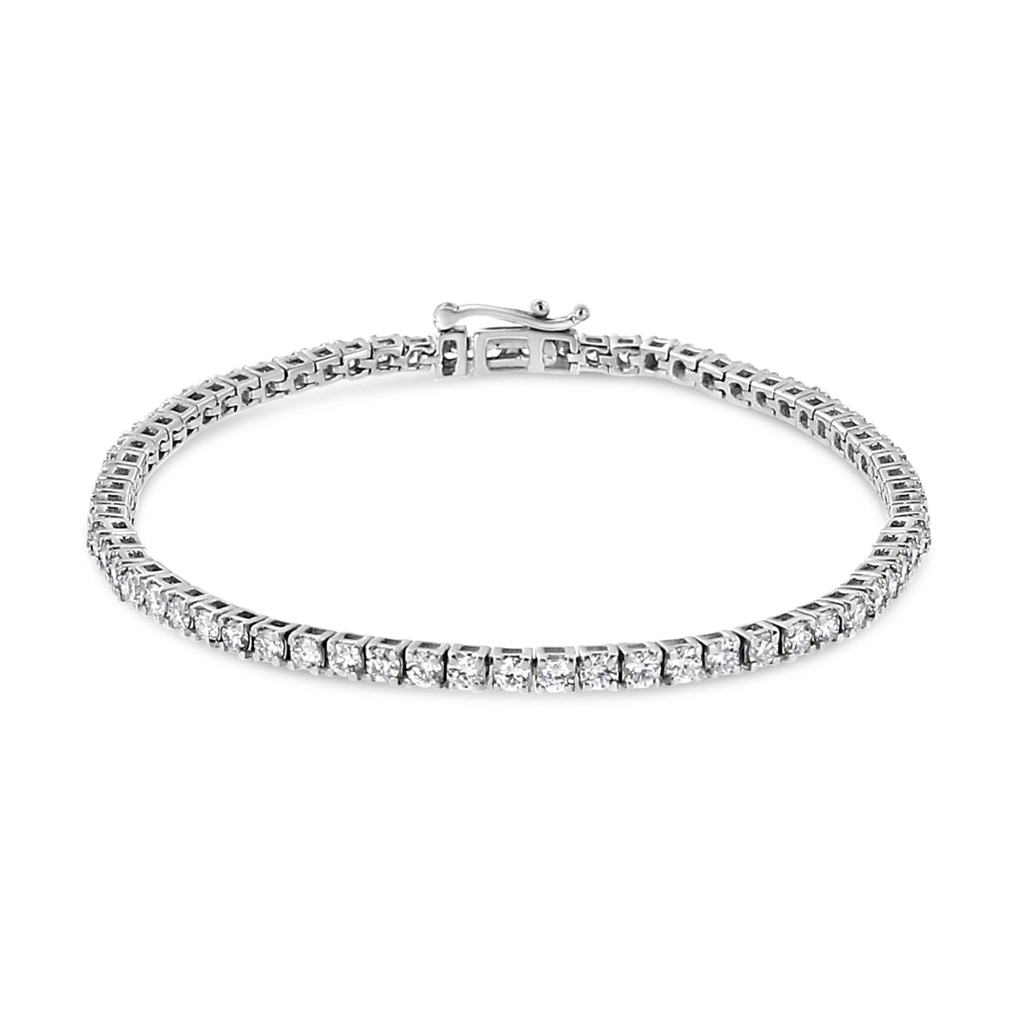 14K White Gold 4-Prong Set Lab Grown Round Diamond Classic Tennis Bracelet (F-G Color, VS1-VS2 Clarity) - 7.25"-1
