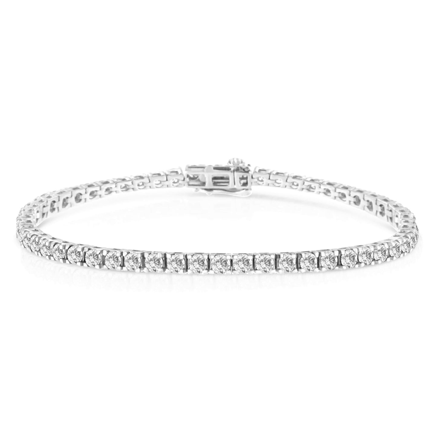 14K White Gold 4-Prong Set Lab Grown Round Diamond Classic Tennis Bracelet (F-G Color, VS1-VS2 Clarity) - 7.25"-2