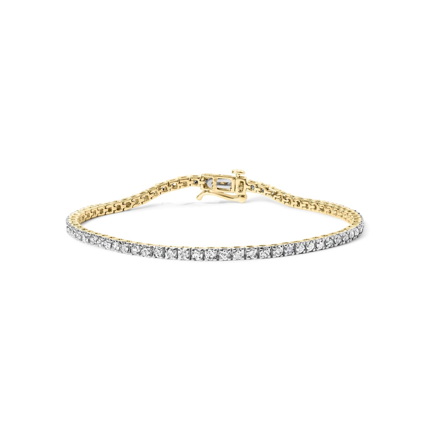 10K Yellow Gold Classic 3.0 Cttw Classic Diamond Tennis Bracelet (J-K Color, I2-I3 Clarity) - 7.25" Inches-0