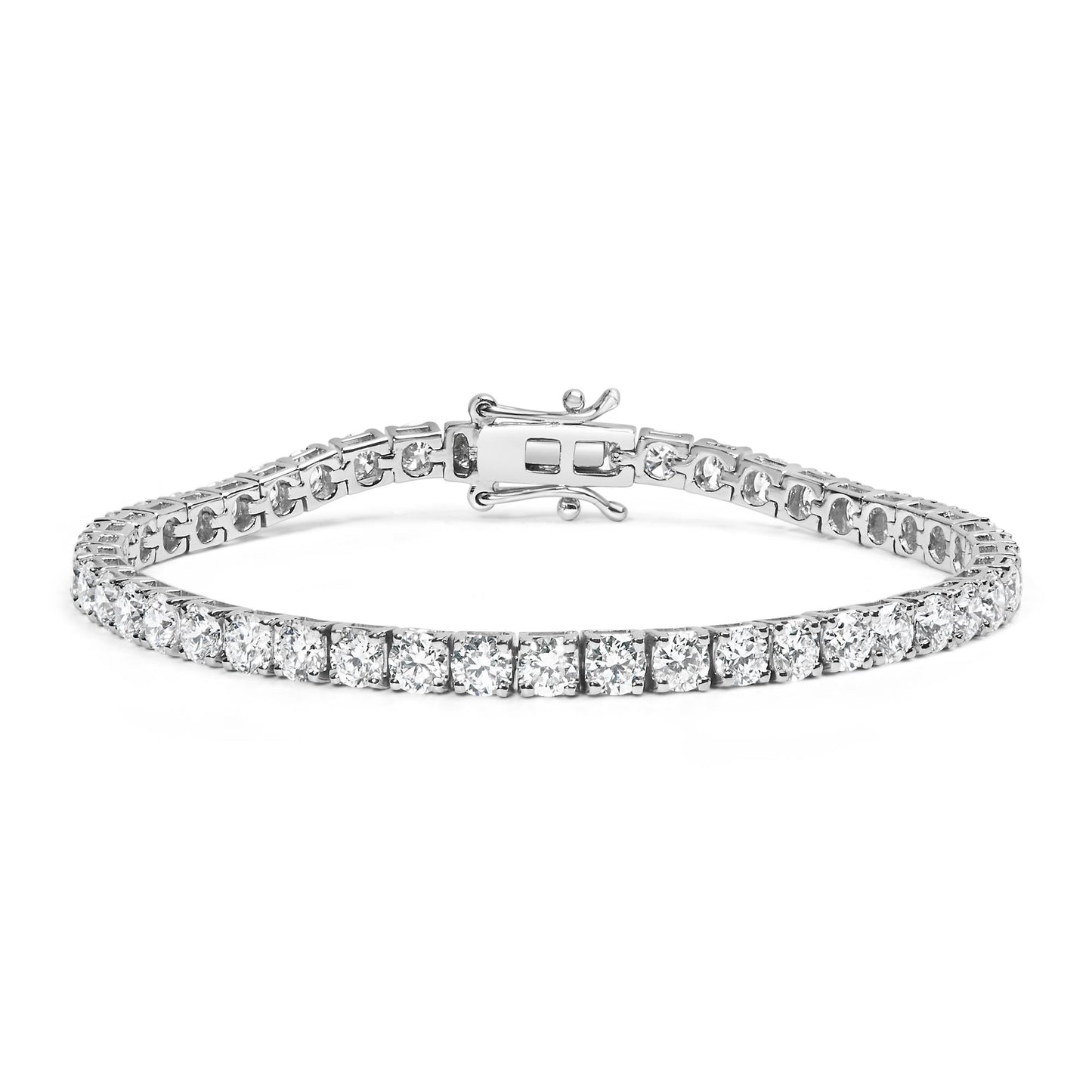 14K White Gold 4-Prong Set Lab Grown Round Diamond Classic Tennis Bracelet (F-G Color, VS1-VS2 Clarity) - 7.25"-4