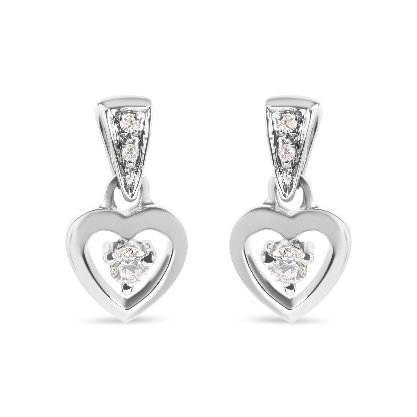 14K White Gold 1/6 Cttw Diamond Dangle Heart Stud Earrings (H-I, SI2-I1)-0