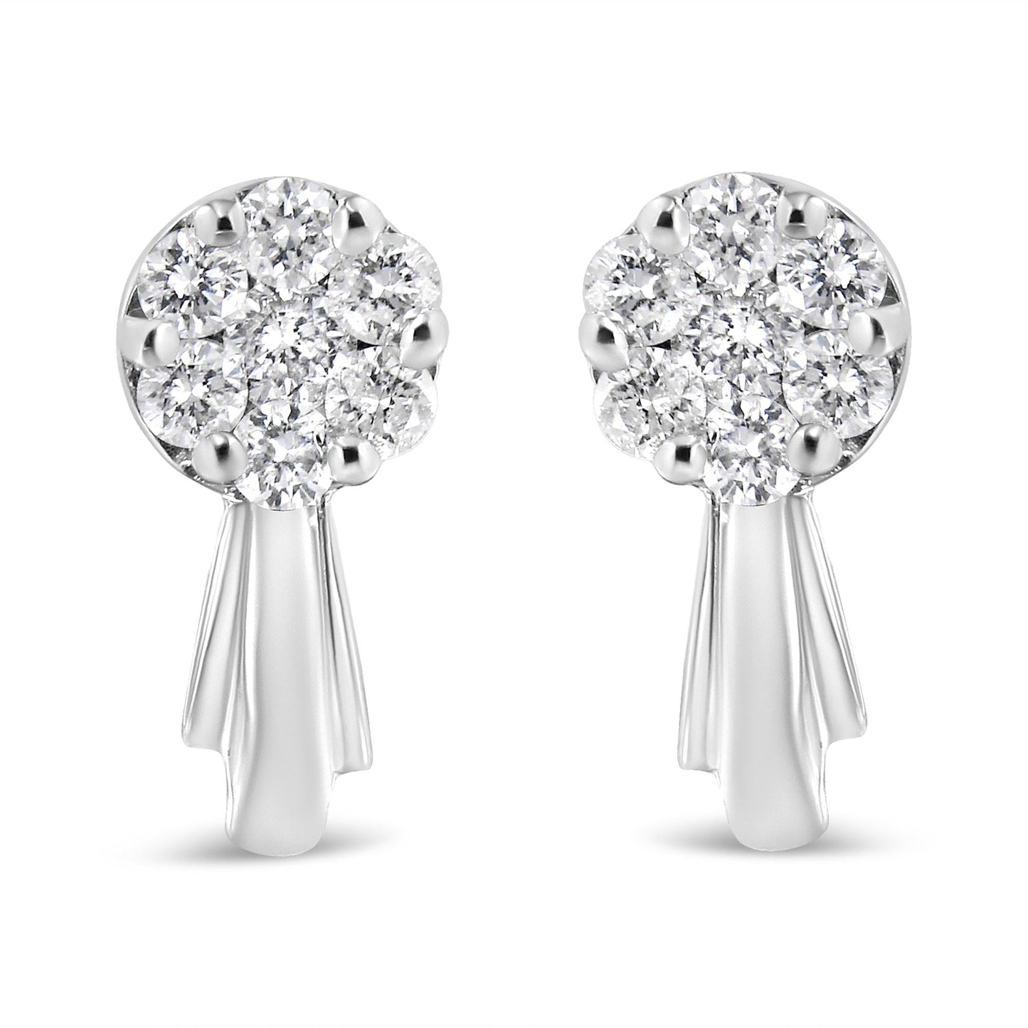 14K Gold 3/4 Cttw Diamond Floral Cluster Drop and Dangle Stud Earrings (H-I Color, I1-I2 Clarity)-0