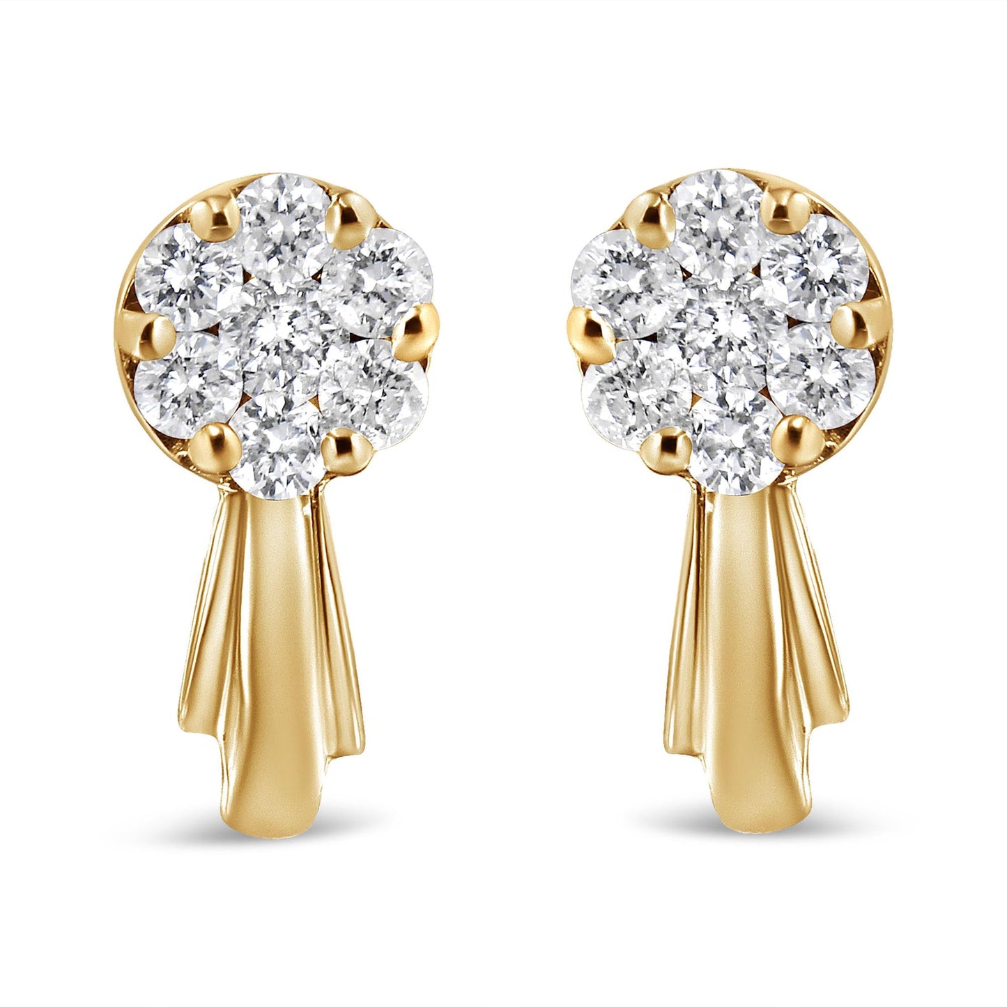 14K Gold 3/4 Cttw Diamond Floral Cluster Drop and Dangle Stud Earrings (H-I Color, I1-I2 Clarity)-1