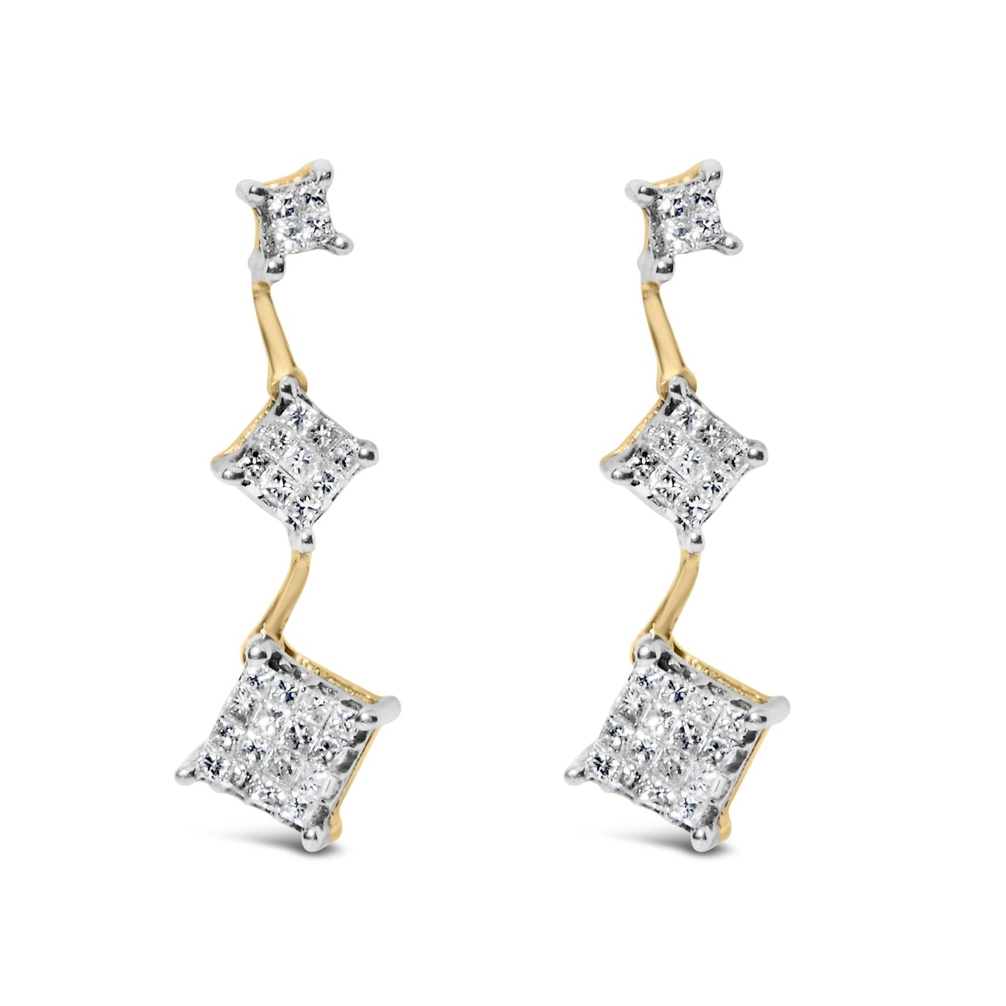 14K Yellow Gold 1 cttw Princess Cut Diamond Earrings (H-I, SI1-SI2)-0