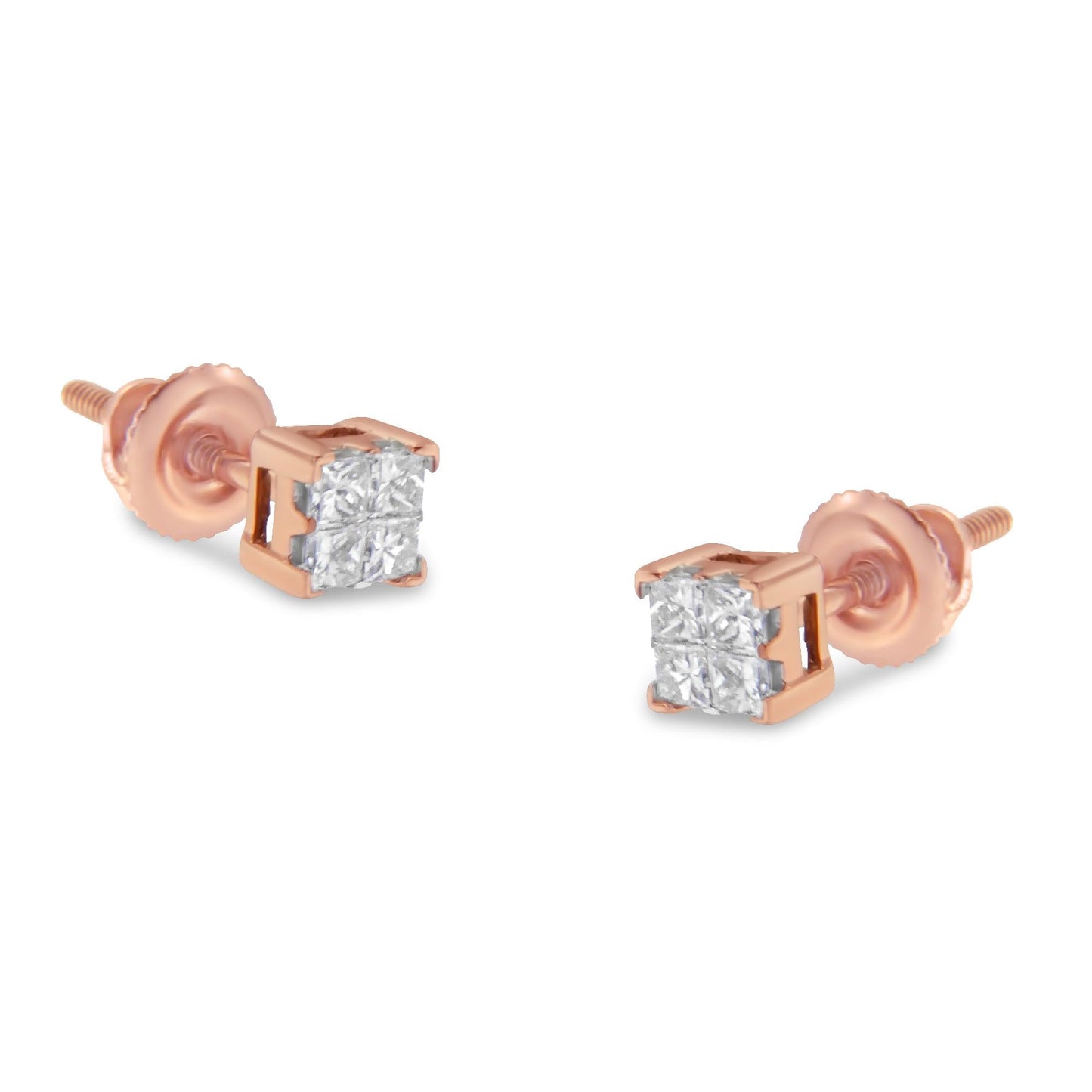 10KT Gold Princess Diamond Stud Earring (1/4 cttw, J-K Color, I1-I2 Clarity)-0