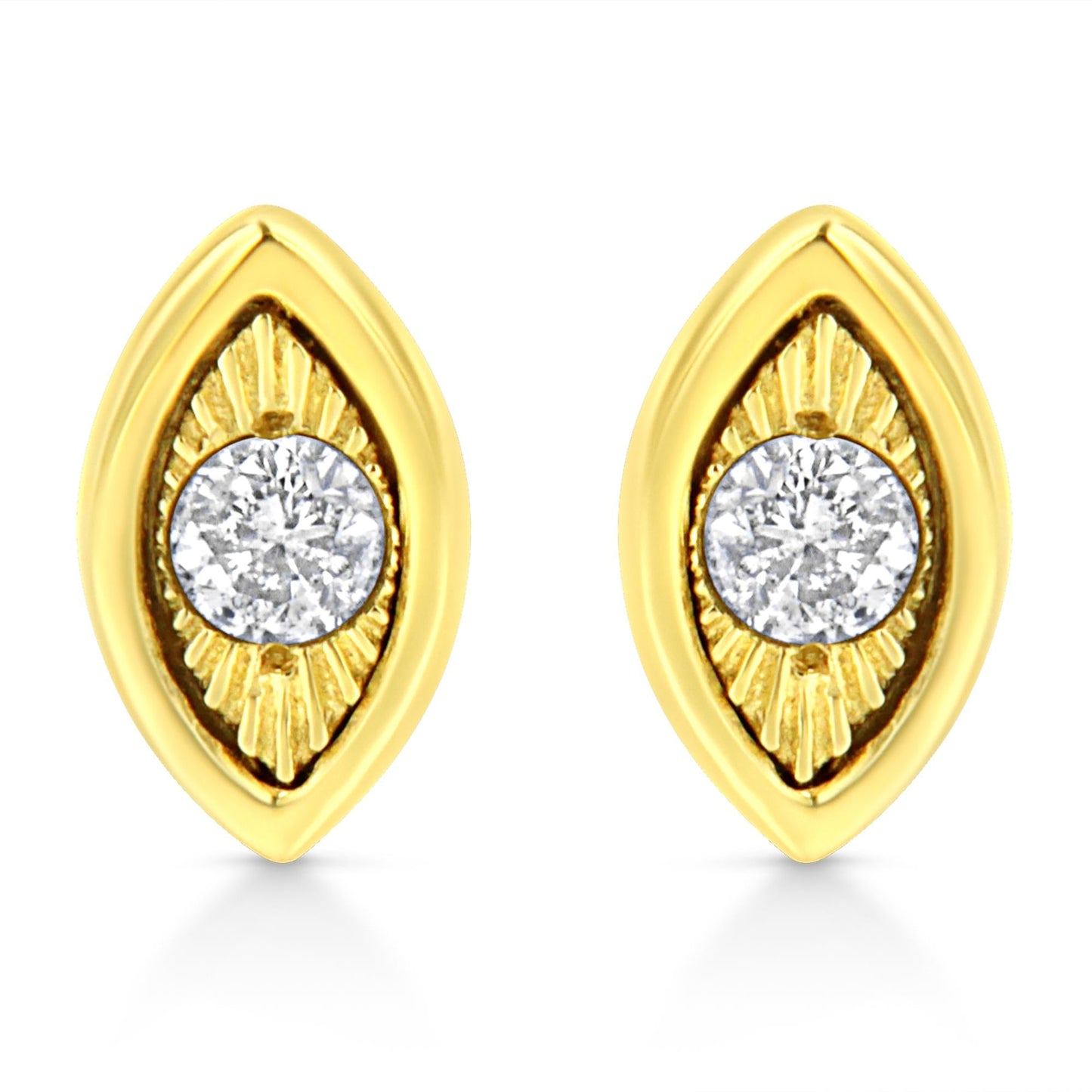 10K Yellow Gold Plated .925 Sterling Silver 1/10 Cttw Miracle-Set Diamond Stud Earrings - Choice of Shapes-0