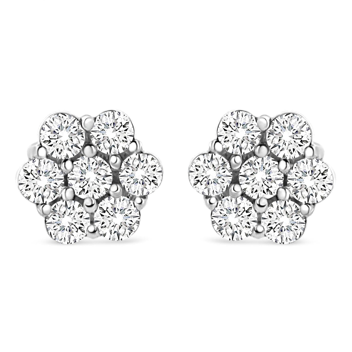 14K White Gold 1/2 cttw Round-Cut Diamond Floral Stud Earrings (I-J Color, SI2-I1 Clarity)-0