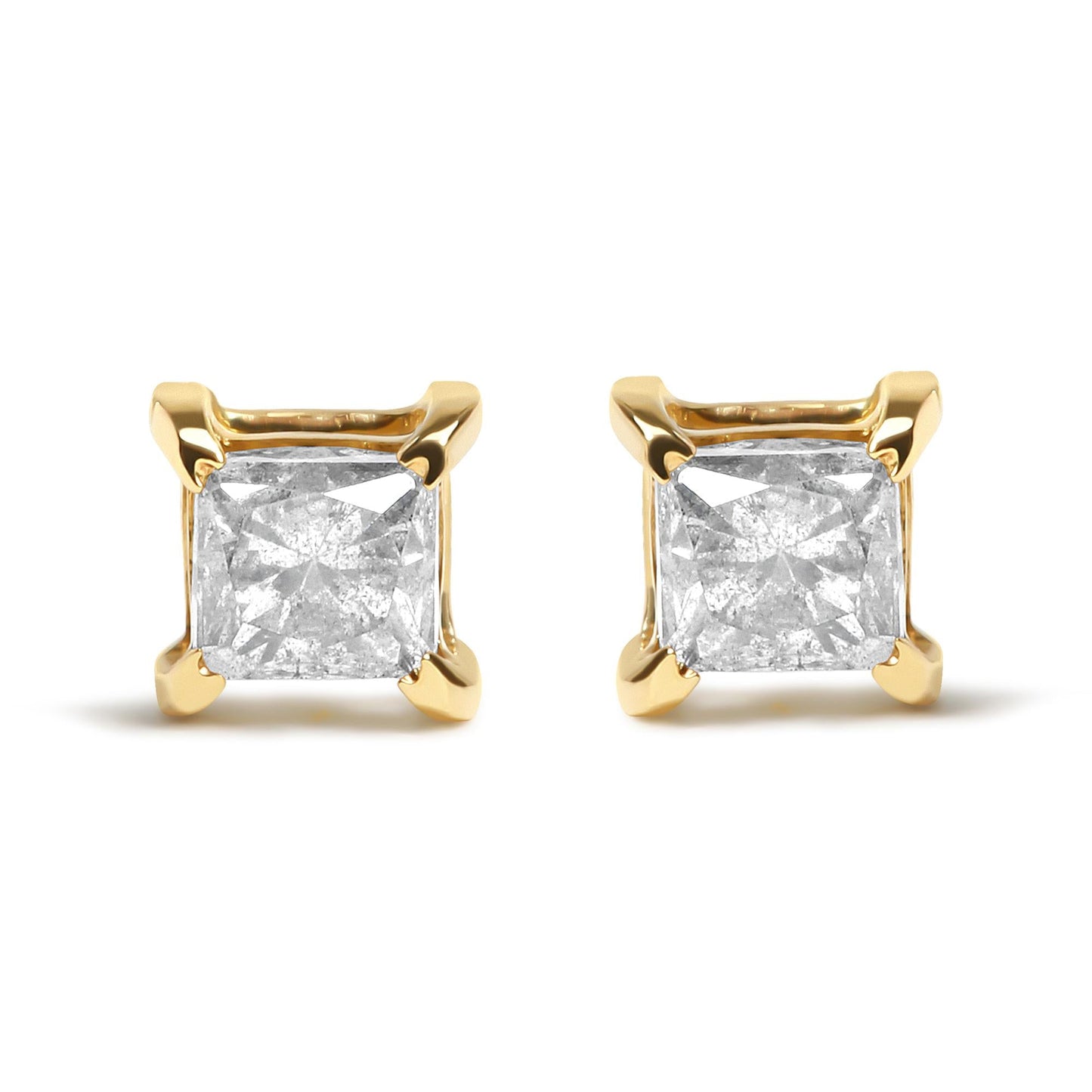 14K Yellow Gold 5/8 Cttw Princess Natural Brown Color Diamond 4-Prong Stud Earrings (Brown Color, SI2-I1 Clarity)-0