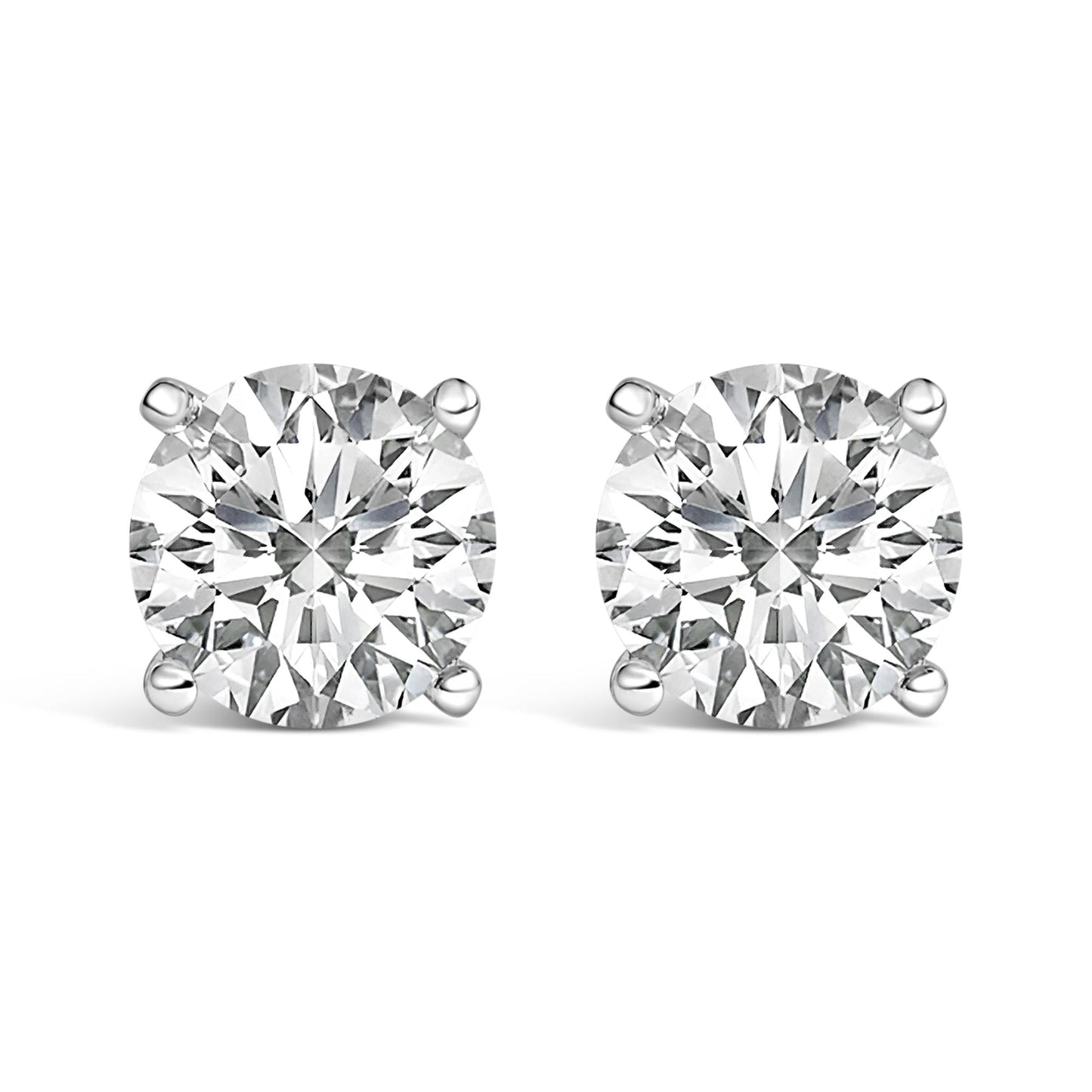 14K White Gold 2 1/2 Cttw Lab Grown Diamond Solitaire Stud Earrings-0