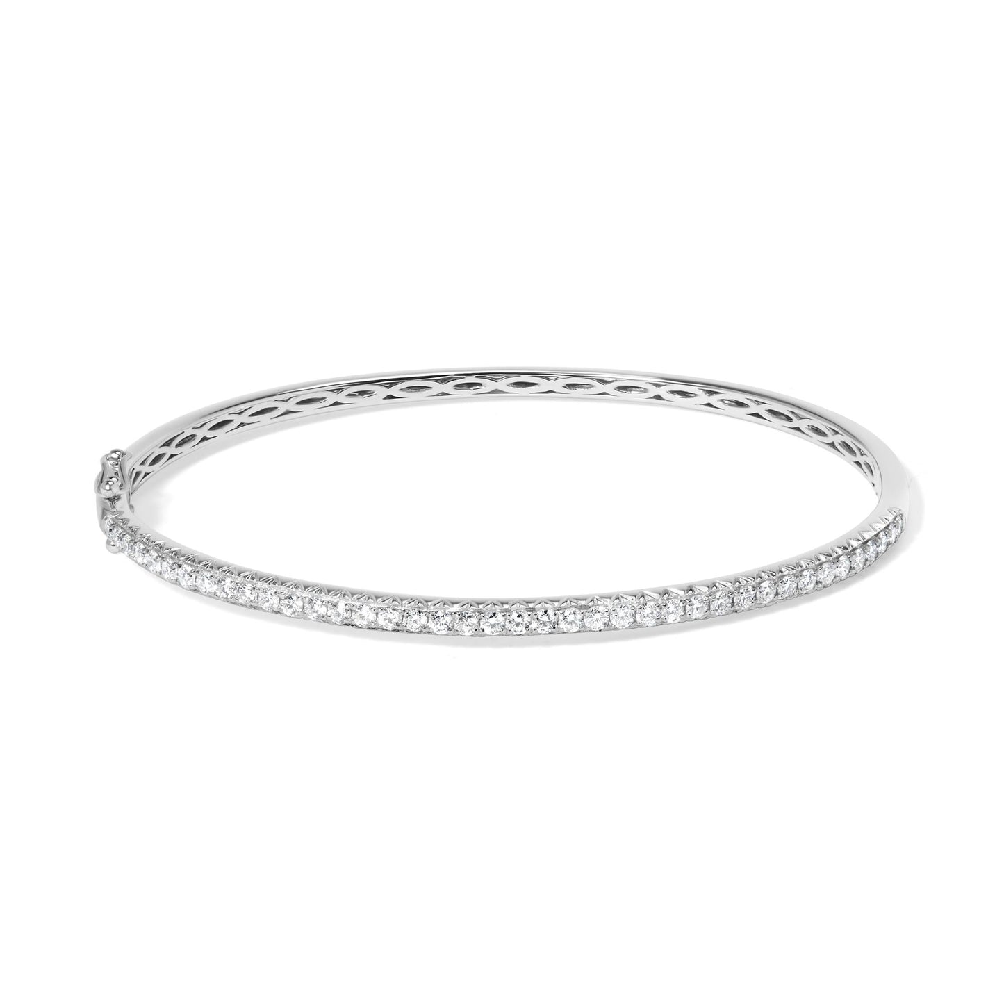 14K Gold 1.00 Cttw Half Eternity Diamond Bangle Bracelet (G-H Color, SI2-I1 Clarity) - 7" Inches-1