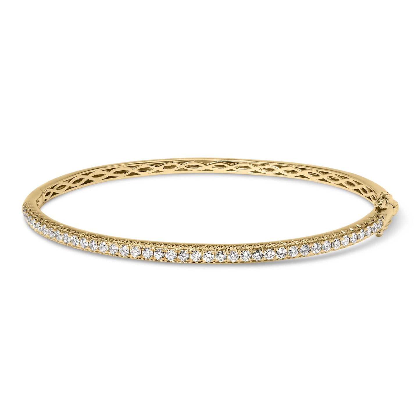 14K Gold 1.00 Cttw Half Eternity Diamond Bangle Bracelet (G-H Color, SI2-I1 Clarity) - 7" Inches-2