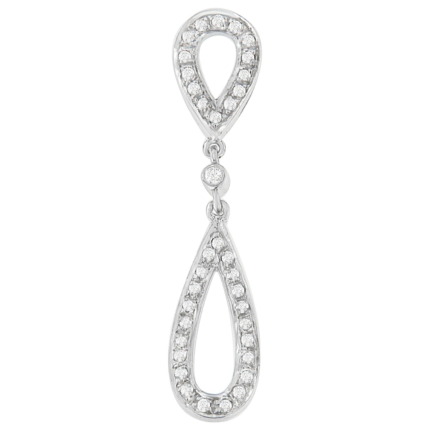 14 White Gold 1/4 cttw Round Cut Diamond Double Tear Drop Pendant Necklace (H-I, I2-I3)-0