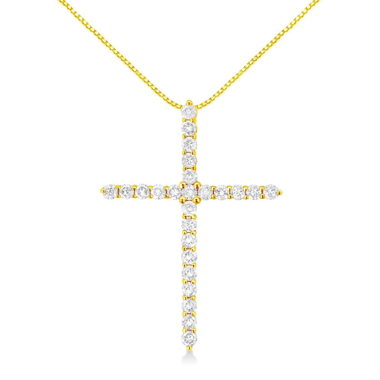 10K Yellow Gold Plated .925 Sterling Silver 2.0 Cttw Round Cut Diamond Cross Pendant Necklace (J-K Color, I1-I2 Clarity) 18"-0