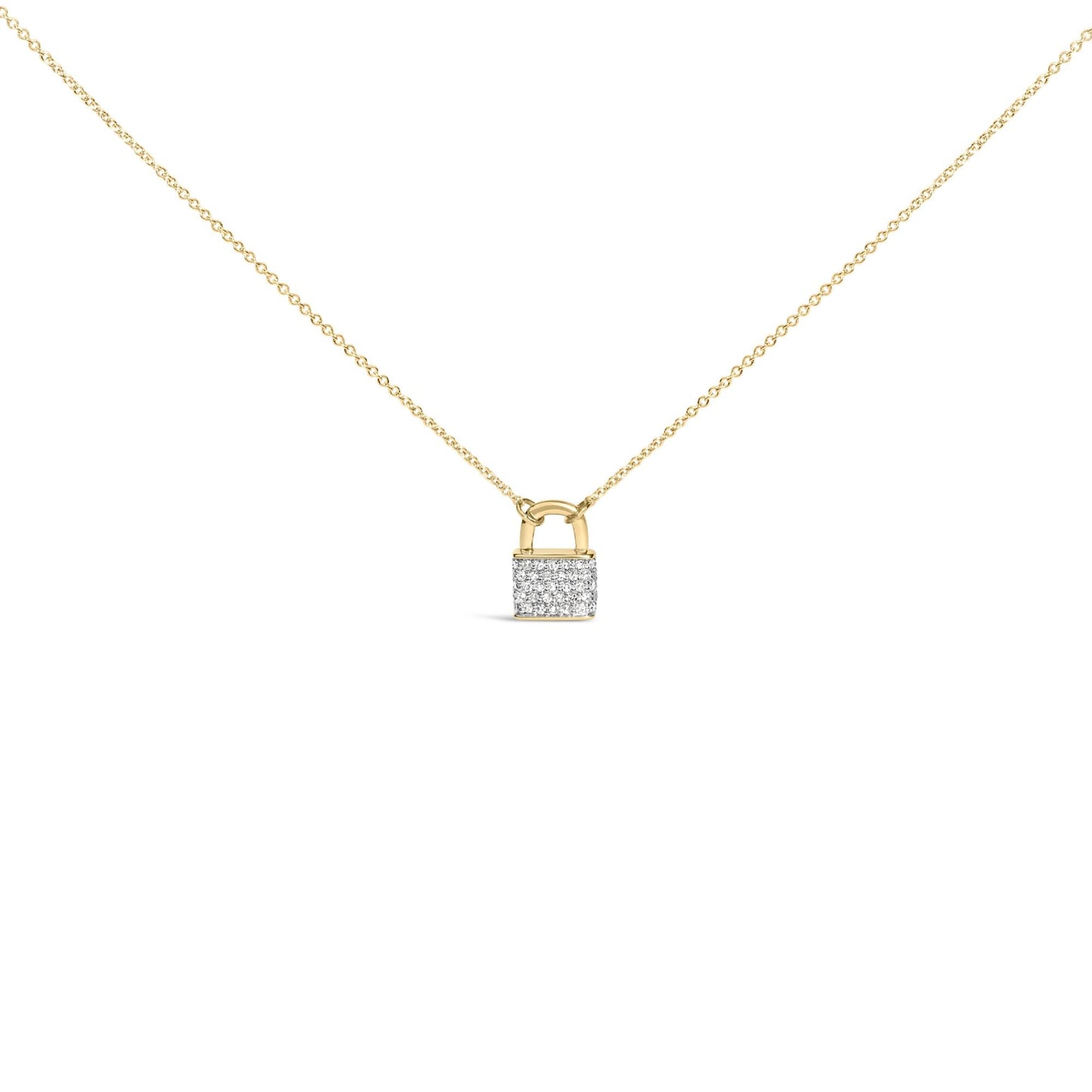 14K Yellow Gold 1/6 Cttw Diamond Lock Pendant 18" Necklace (I-J Color, I1-I2 Clarity)-0