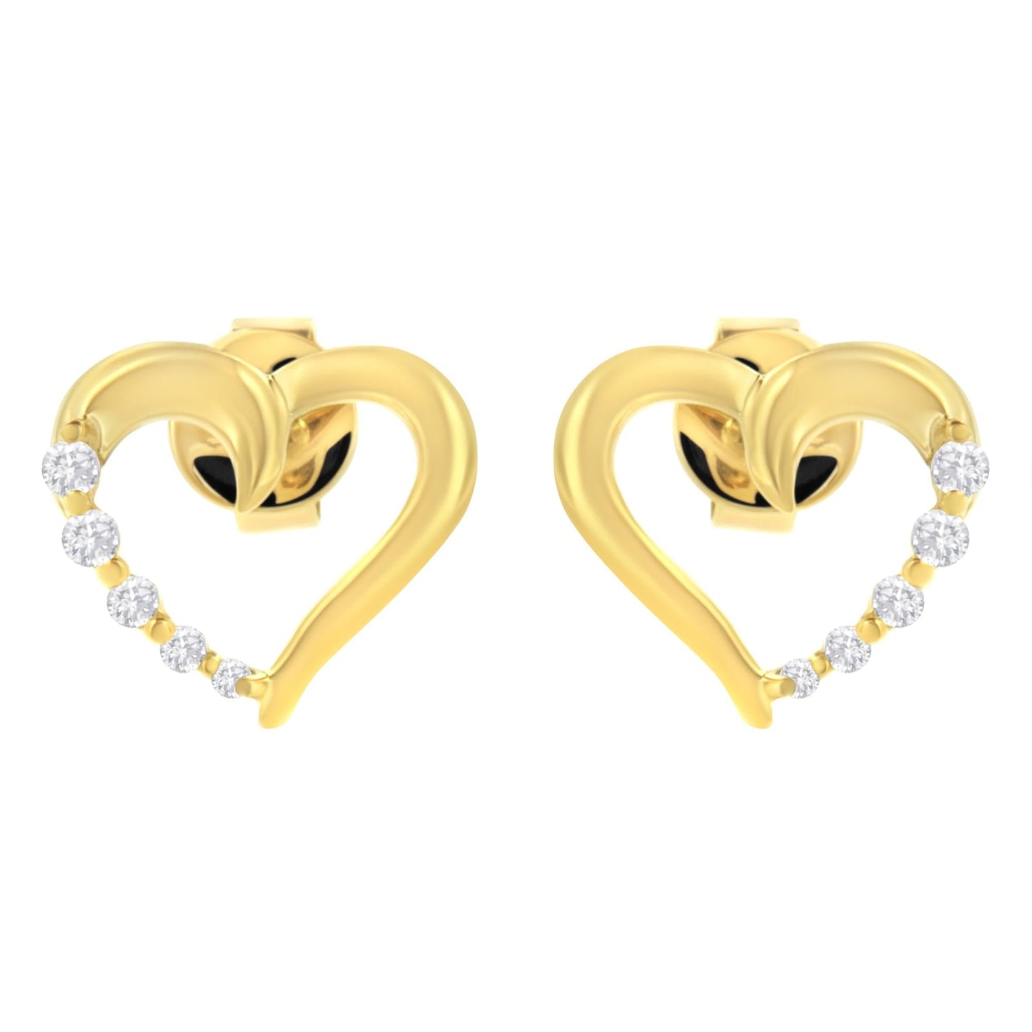 14KT Yellow Gold 1/8 cttw Diamond Journey Heart Earrings (K-L, I1-I2)-0