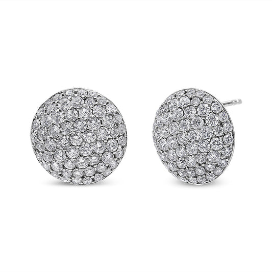 18K White Gold 3 1/2 Cttw Shared Prong Set Diamond Cluster Composite Disc Stud Earrings (F-G Color, VS1-VS2 Clarity)-0