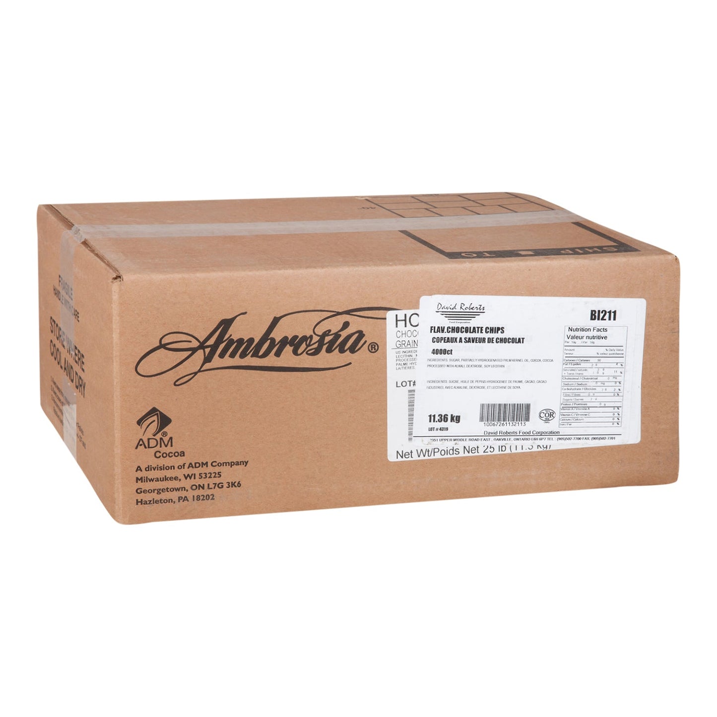 Chocolate Chip Compound 4000 ct. - 1 x 11.3 kg - David Roberts - Baking Mixes and Ingredients - Canadian Distribution-1