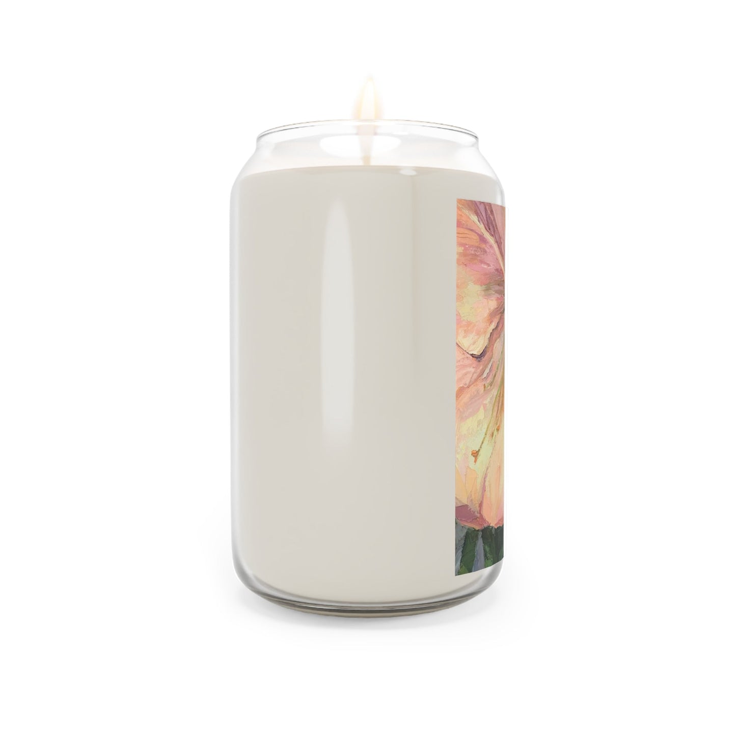 13.75oz Eco-Friendly Scented or Unscented Soy Wax Candle Jar with 'Amaryllis' Artwork by American Artist Barbara Cleary-3