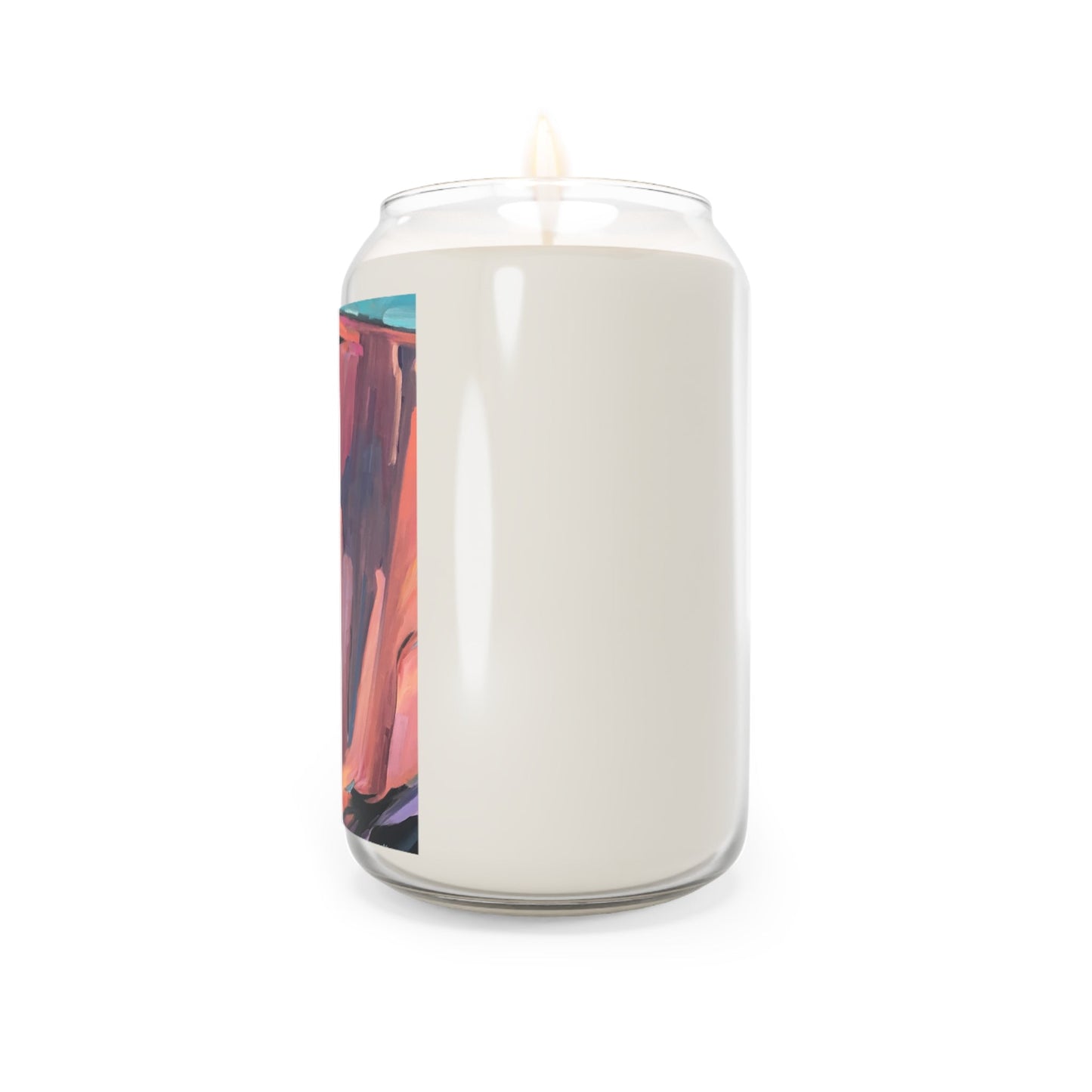 13.75oz Eco-Friendly Scented or Unscented Soy Wax Candle Jar with 'Colorscape' Abstract Artwork by American Artist Barbara Cleary-1