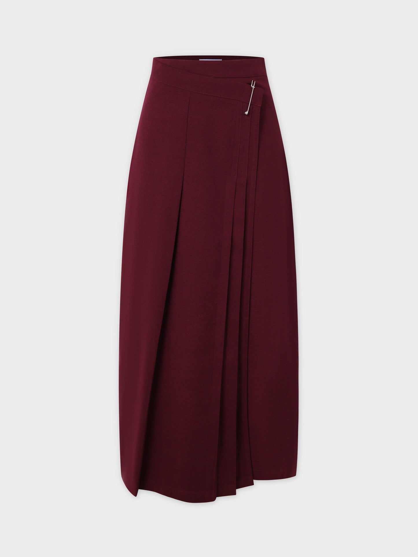 Pin Closure Wrap Skirt-Wine-1