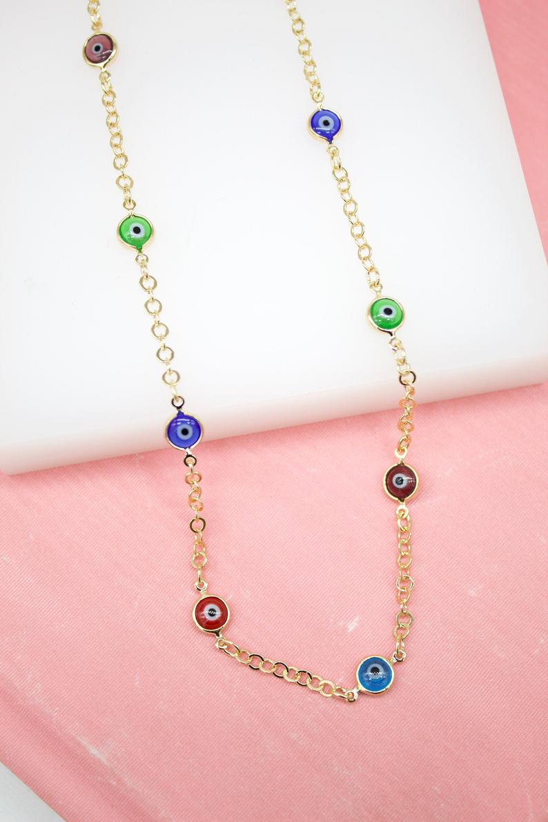 18K Gold Filled Evil Eye Necklace (G184)-0