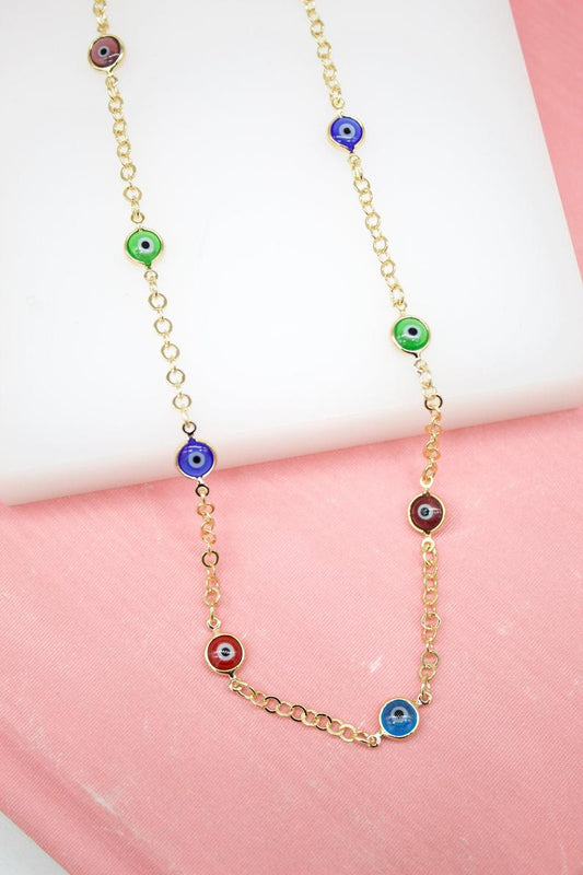 18K Gold Filled Evil Eye Necklace (G184)-0