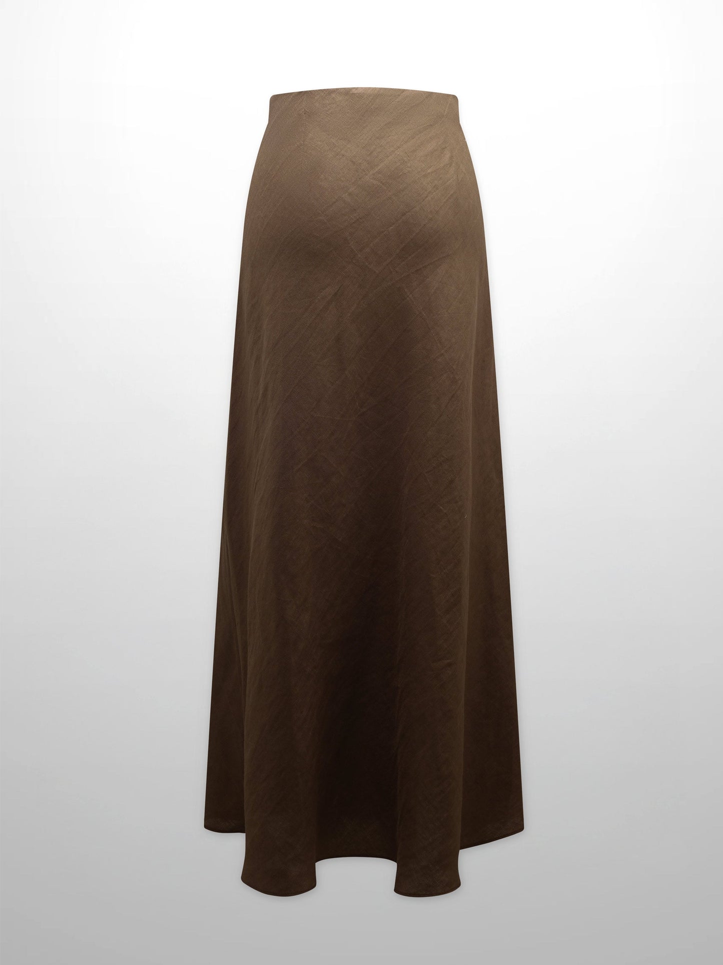 Linen Slip Skirt-Brown-1