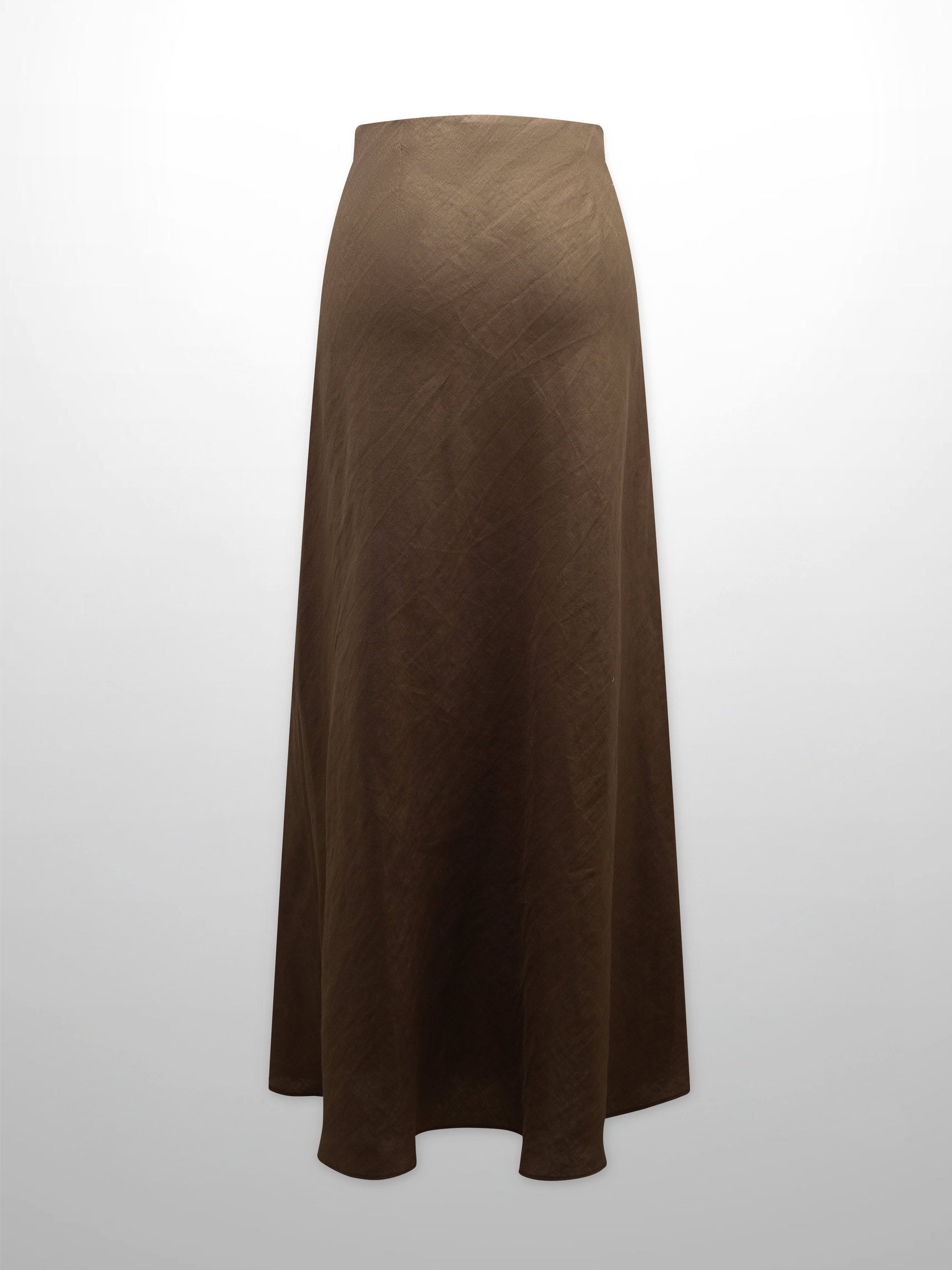 Linen Slip Skirt-Brown-1