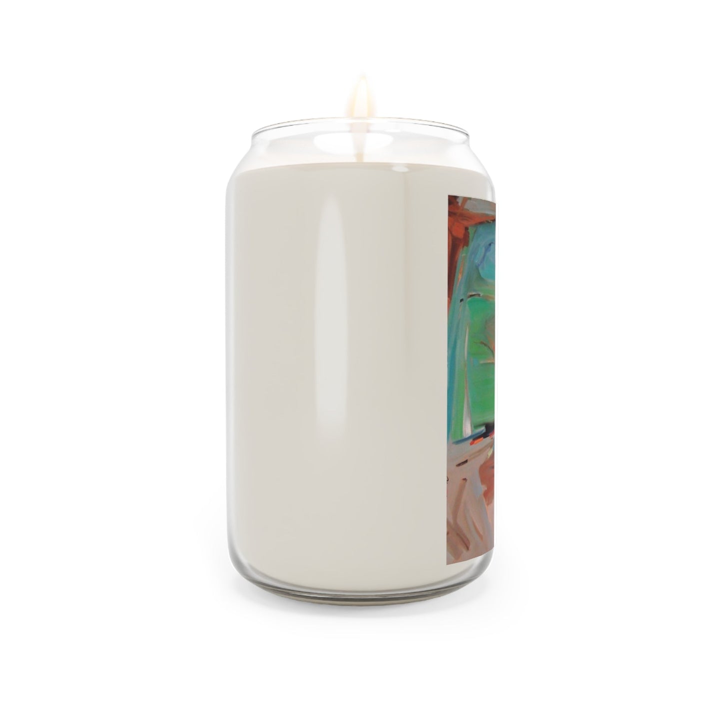 13.75oz Eco-Friendly Scented or Unscented Soy Wax Candle Jar with 'Colorscape 2' Abstract Artwork by American Artist Barbara Cleary-3