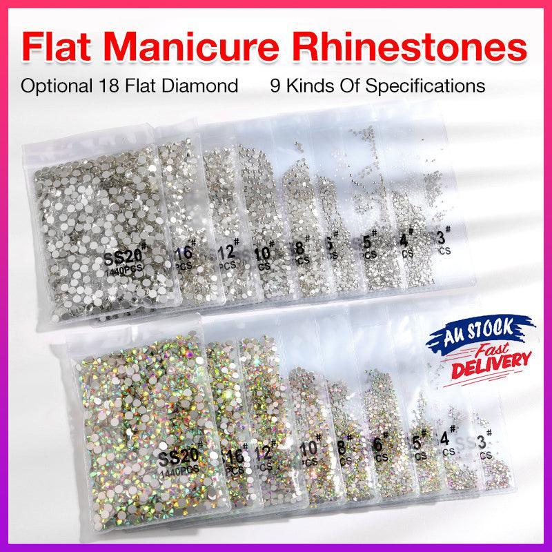 1440Pcs Glitter Rhinestones Crystal Flat Clear Bottom Glass Nail Art Nail Drill-0