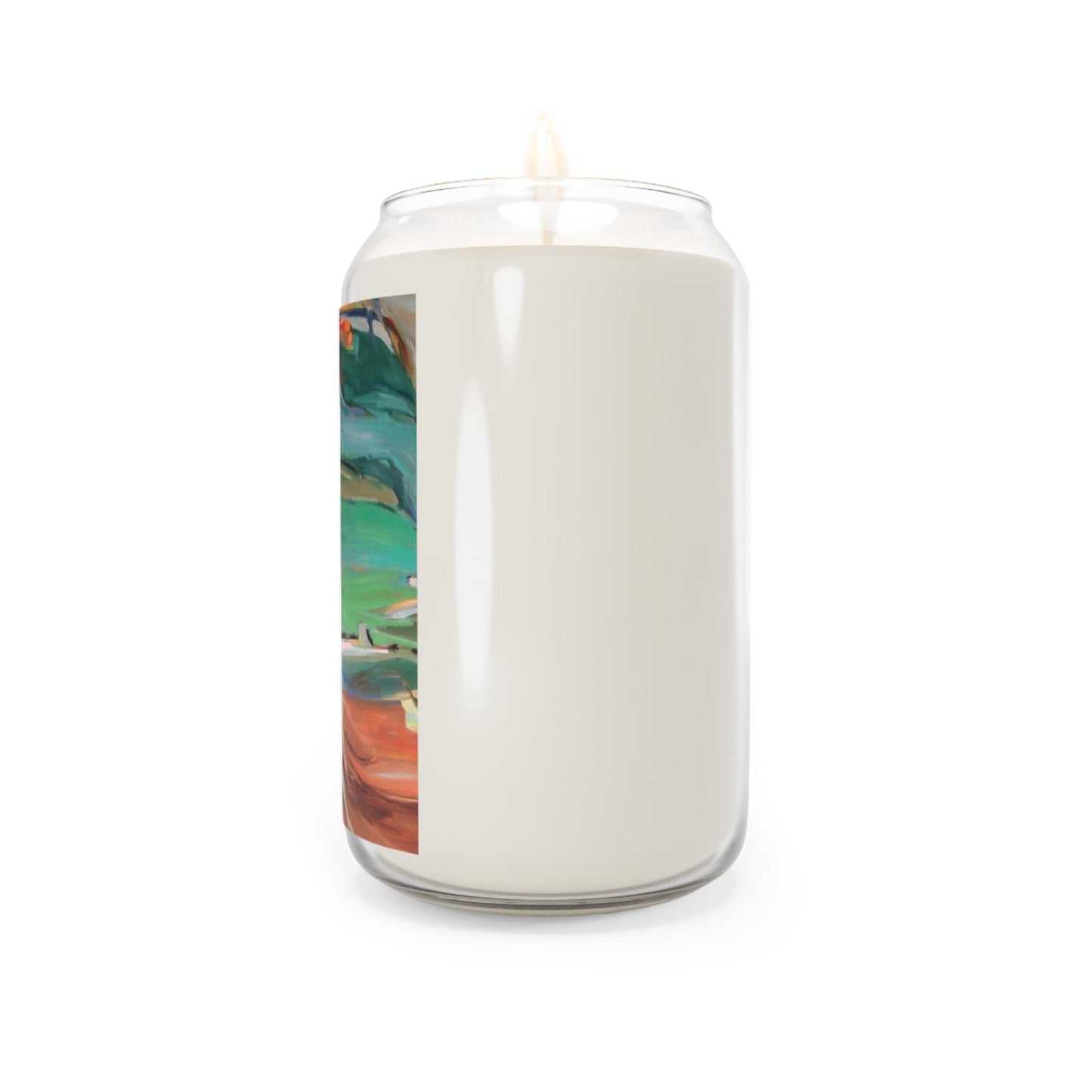13.75oz Eco-Friendly Scented or Unscented Soy Wax Candle Jar with 'Colorscape 2' Abstract Artwork by American Artist Barbara Cleary-2