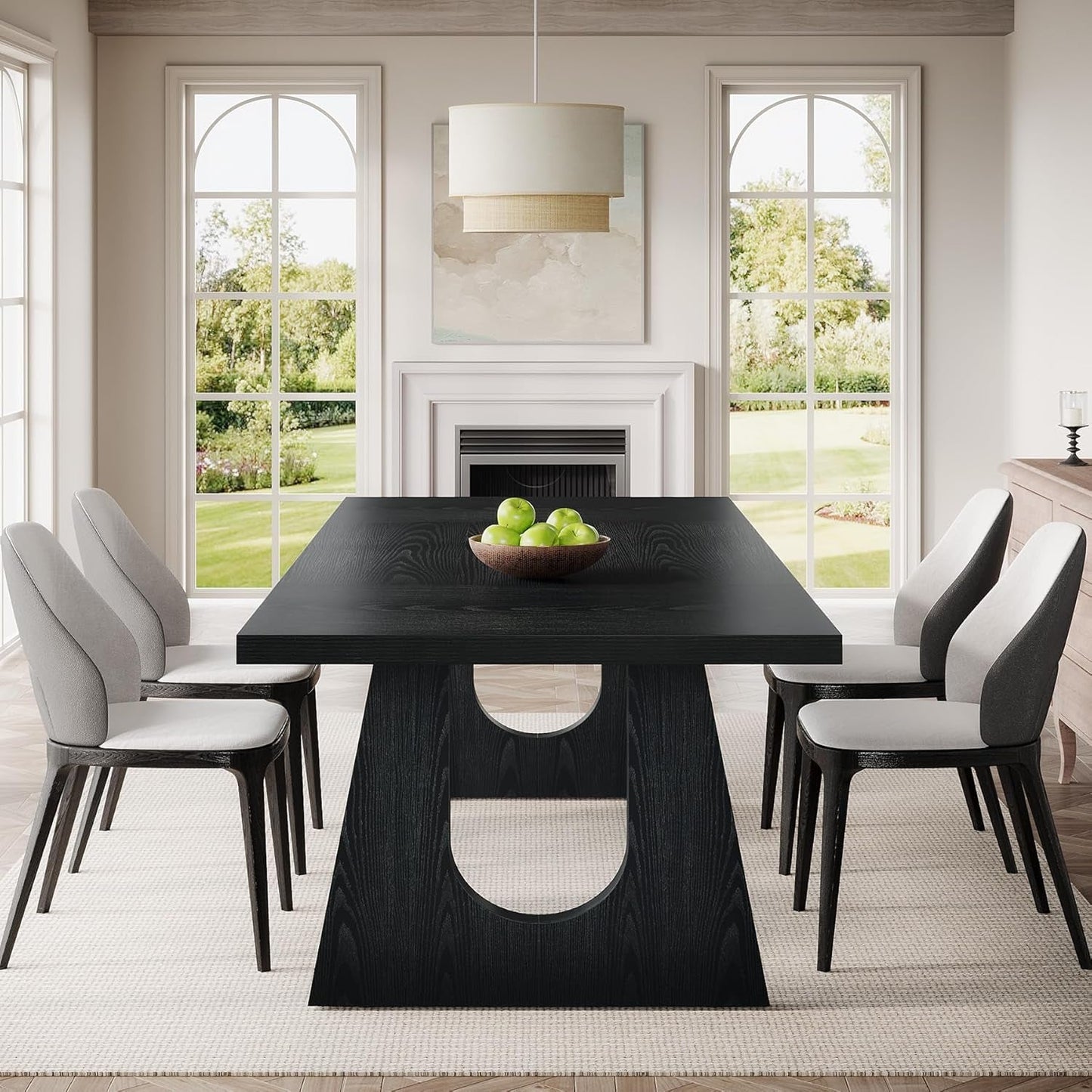 70.9 Inch Black Contemporary Rectangular Dining Table-3