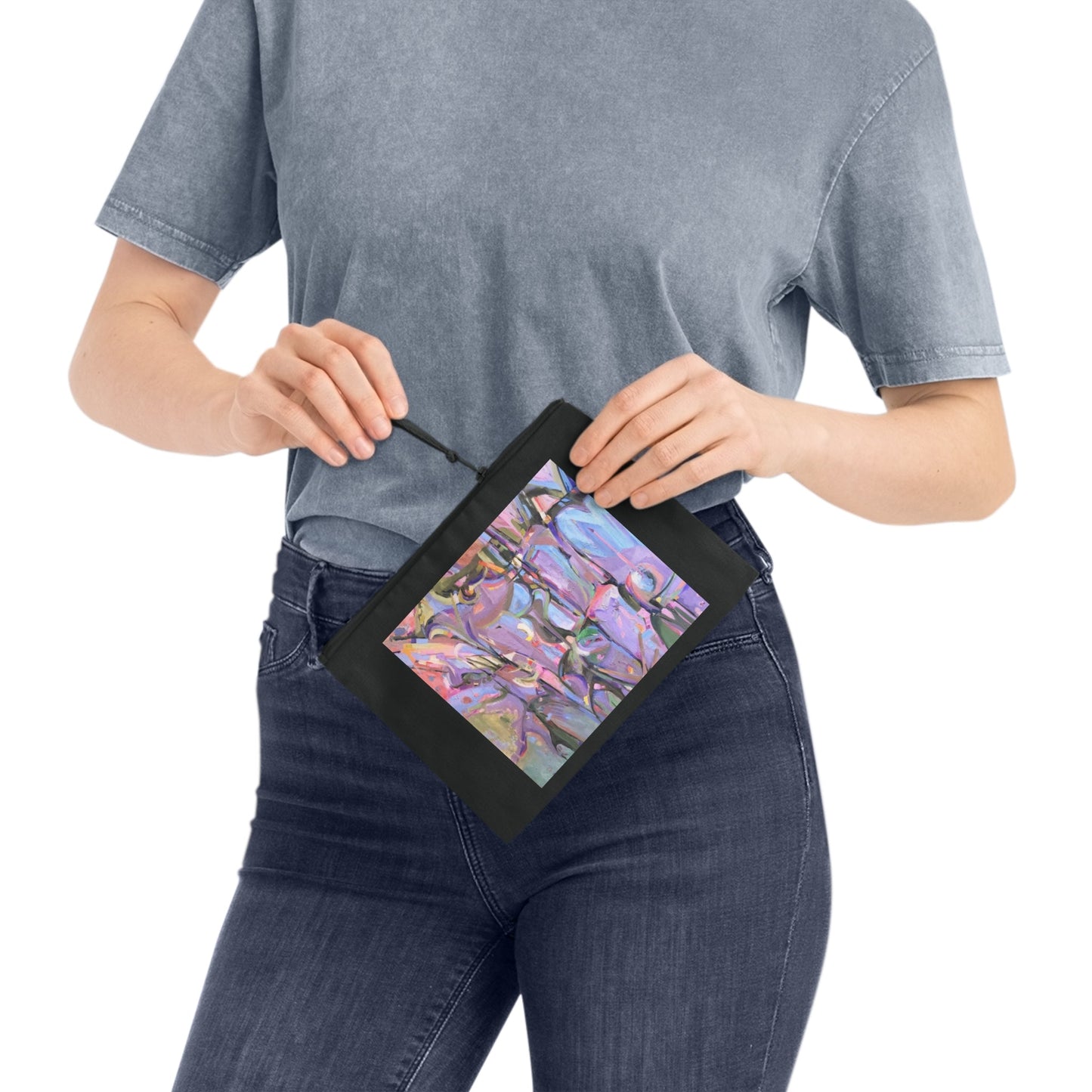 Eco-Friendly Pouch with 'Passages' I Original Artwork by American Artist Barbara Cleary-3