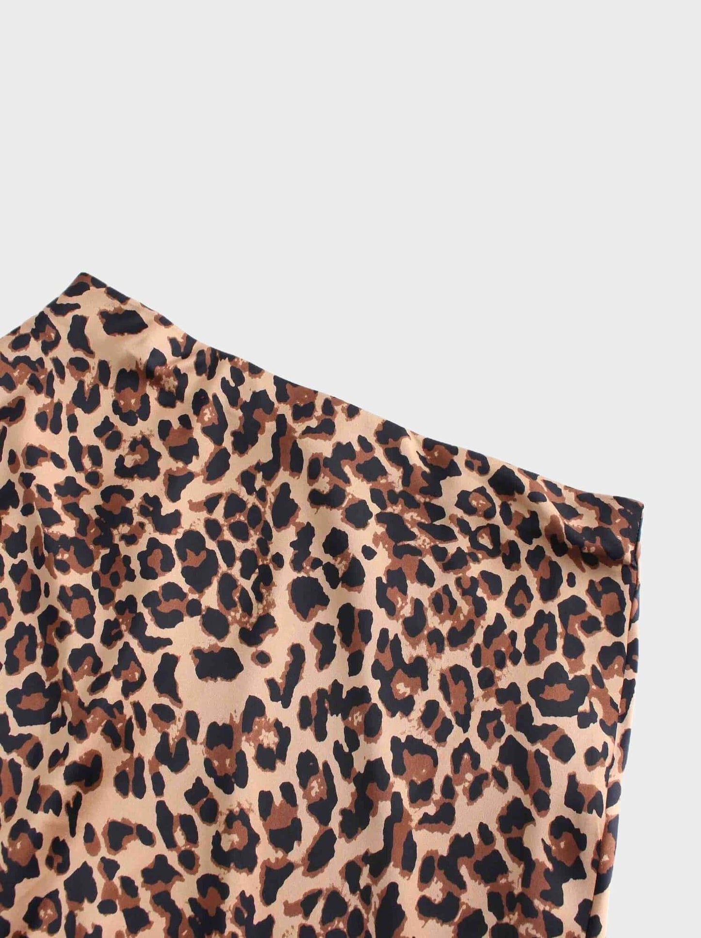 Printed Satin Slip Skirt-Brown Leopard-3