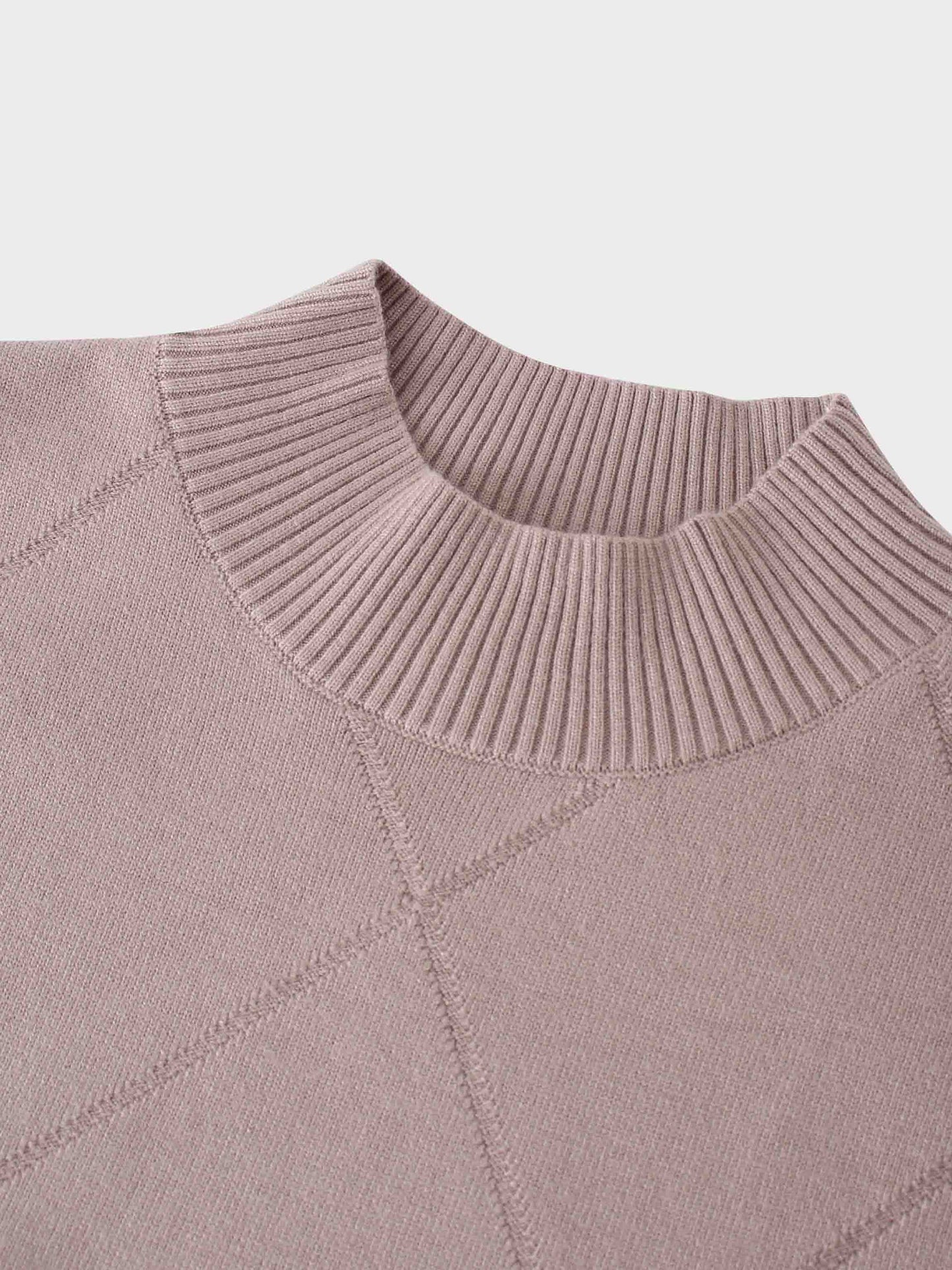 Oversized Diamond Detail Sweater-Taupe-3