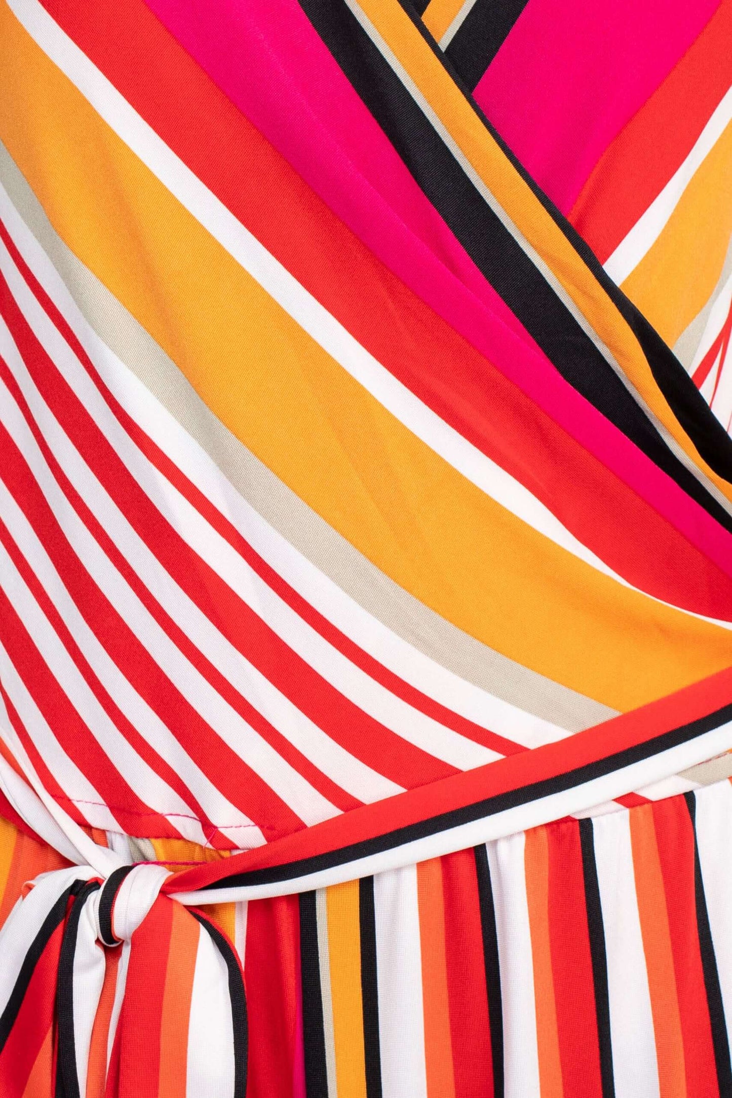 Emma & Michele V-Neck Mock Wrap Top Tie Waist Stripe Print ITY Jumpsuit-3