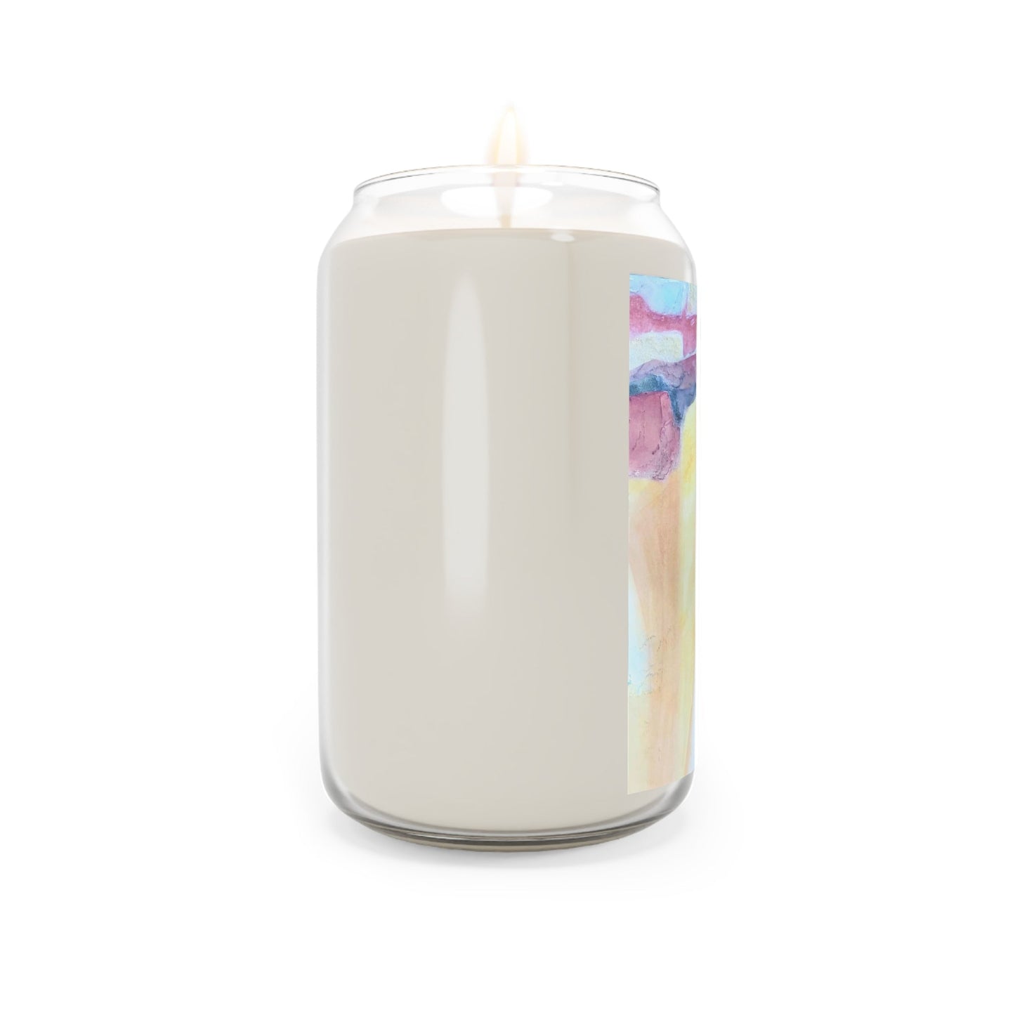 13.75oz Eco-Friendly Scented or Unscented Soy Wax Candle Jar with 'Southwest Mixed Media' Abstract Artwork by American Artist Barbara Cleary-4