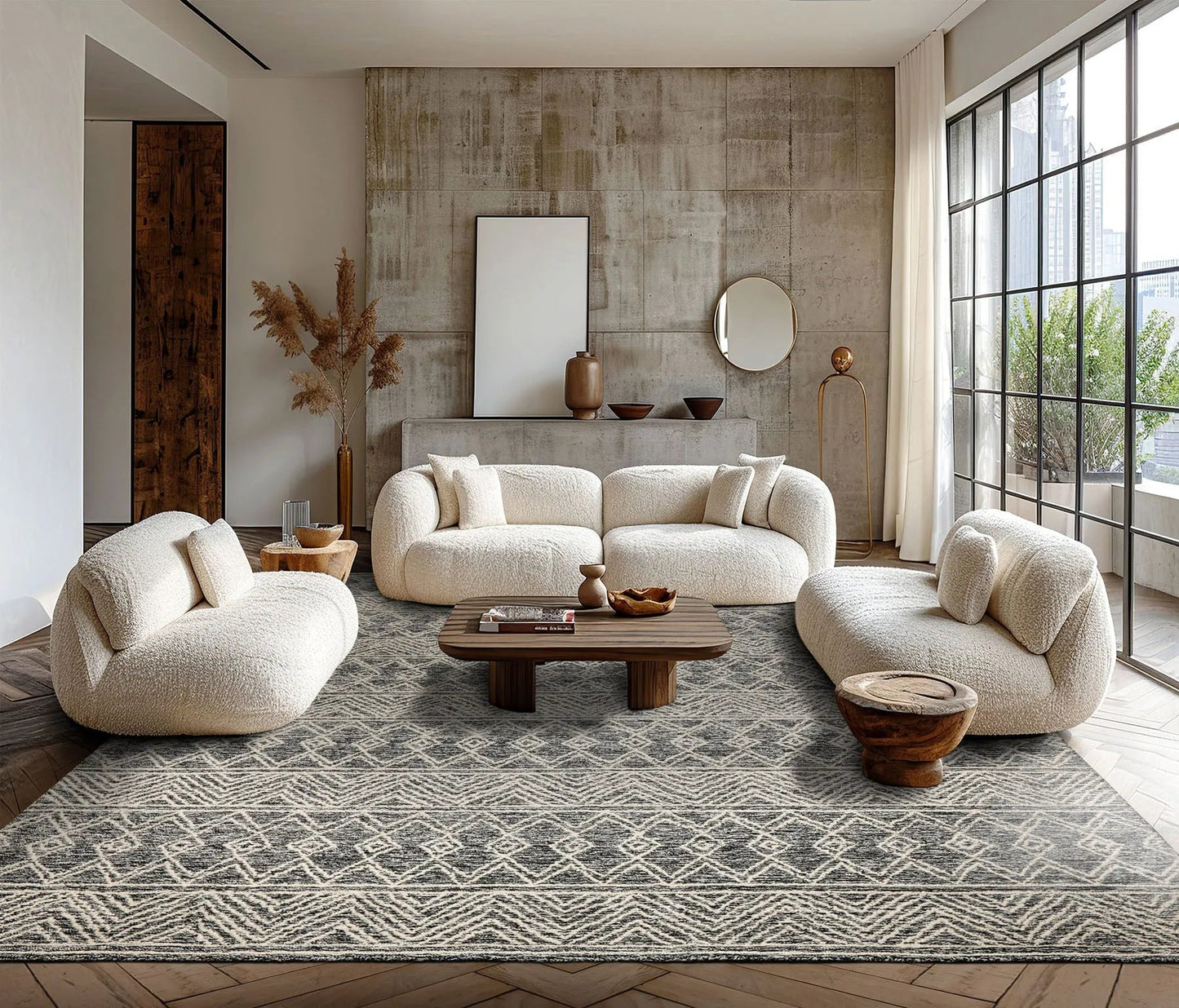 LoomBloom Multi Size Black Hand Tufted Transitional Geometric Wool Oriental Area Rug-3